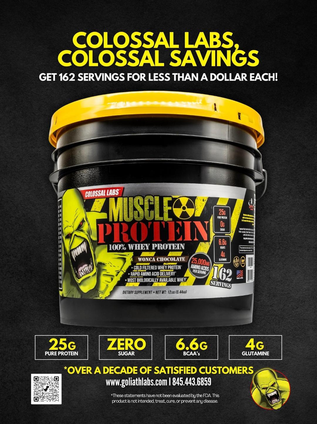 Whey Protein Muscle Powder with 25g Protein, 162 Servings, 12LB,