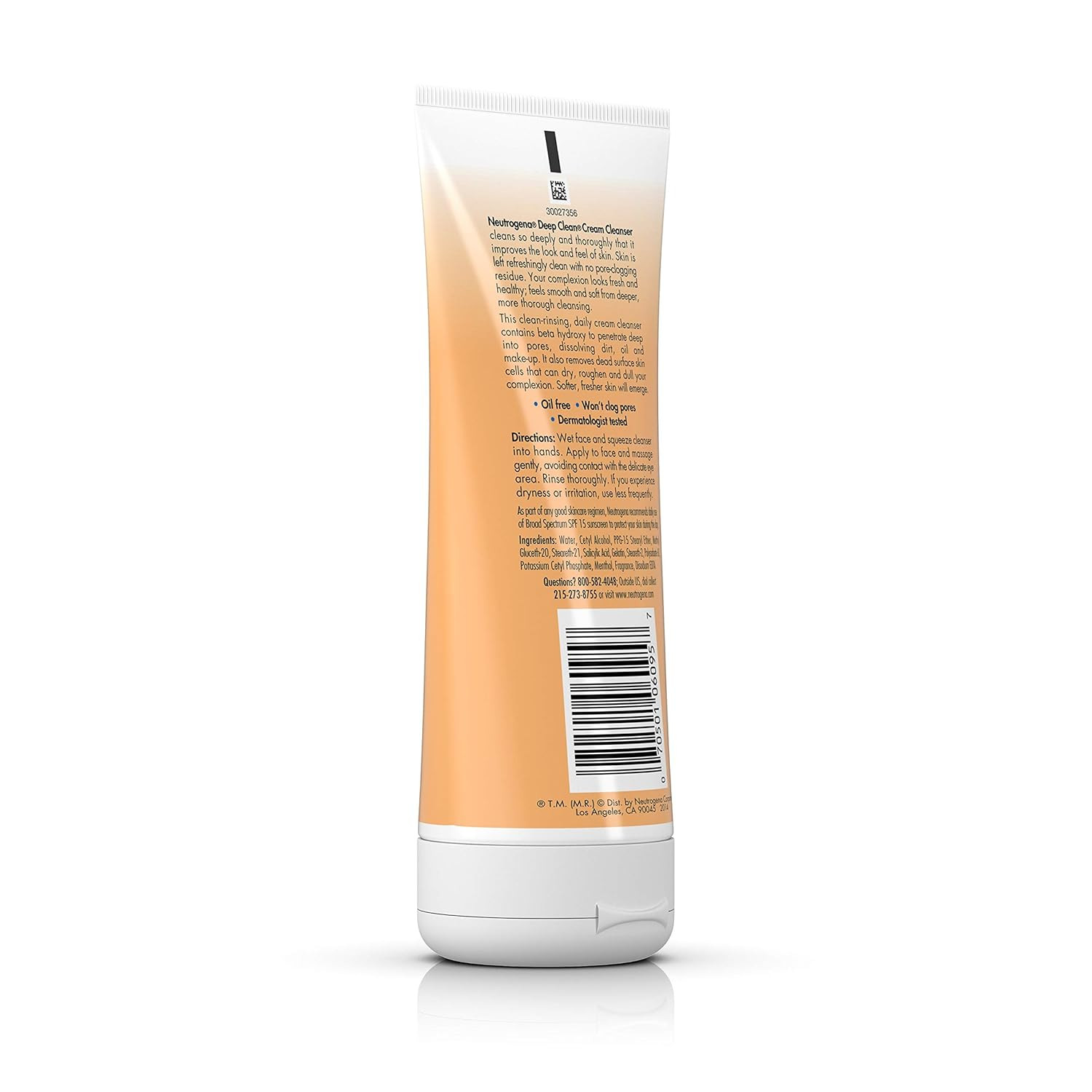 Deep Clean Daily Facial Cream Cleanser with Beta Hydroxy Acid to Remove Dirt, Oi