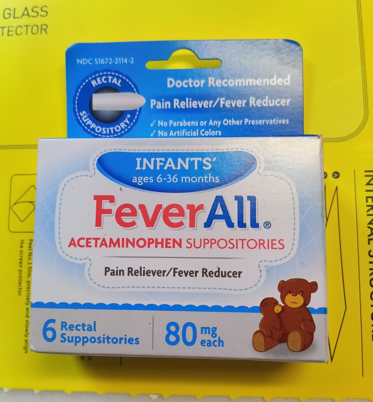 FeverAll Infants Acetaminophen 80mg Rectal Suppositories 6ct Exp 2027/03