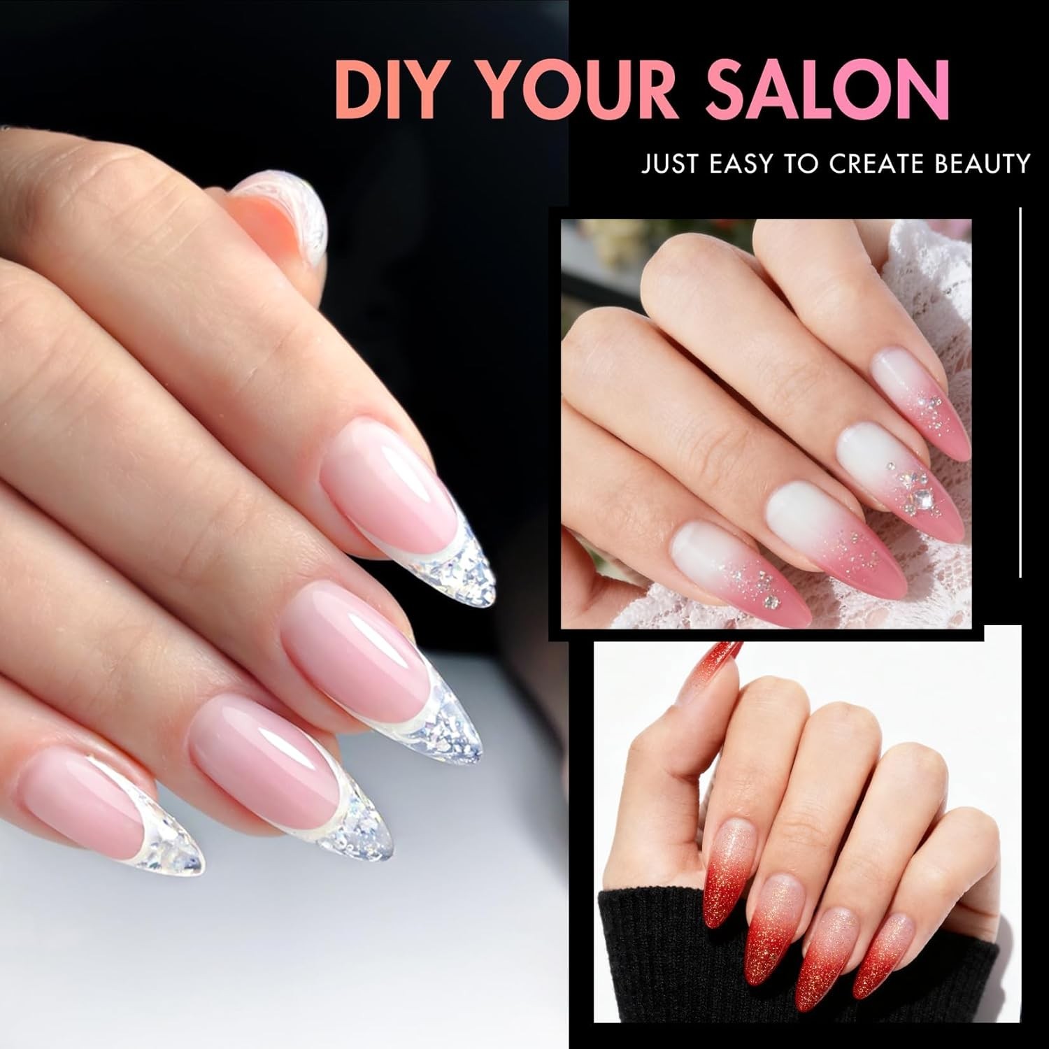 Durable Half Matte Long Almond Nail Tips – 240 Pieces for Perfect Manicures