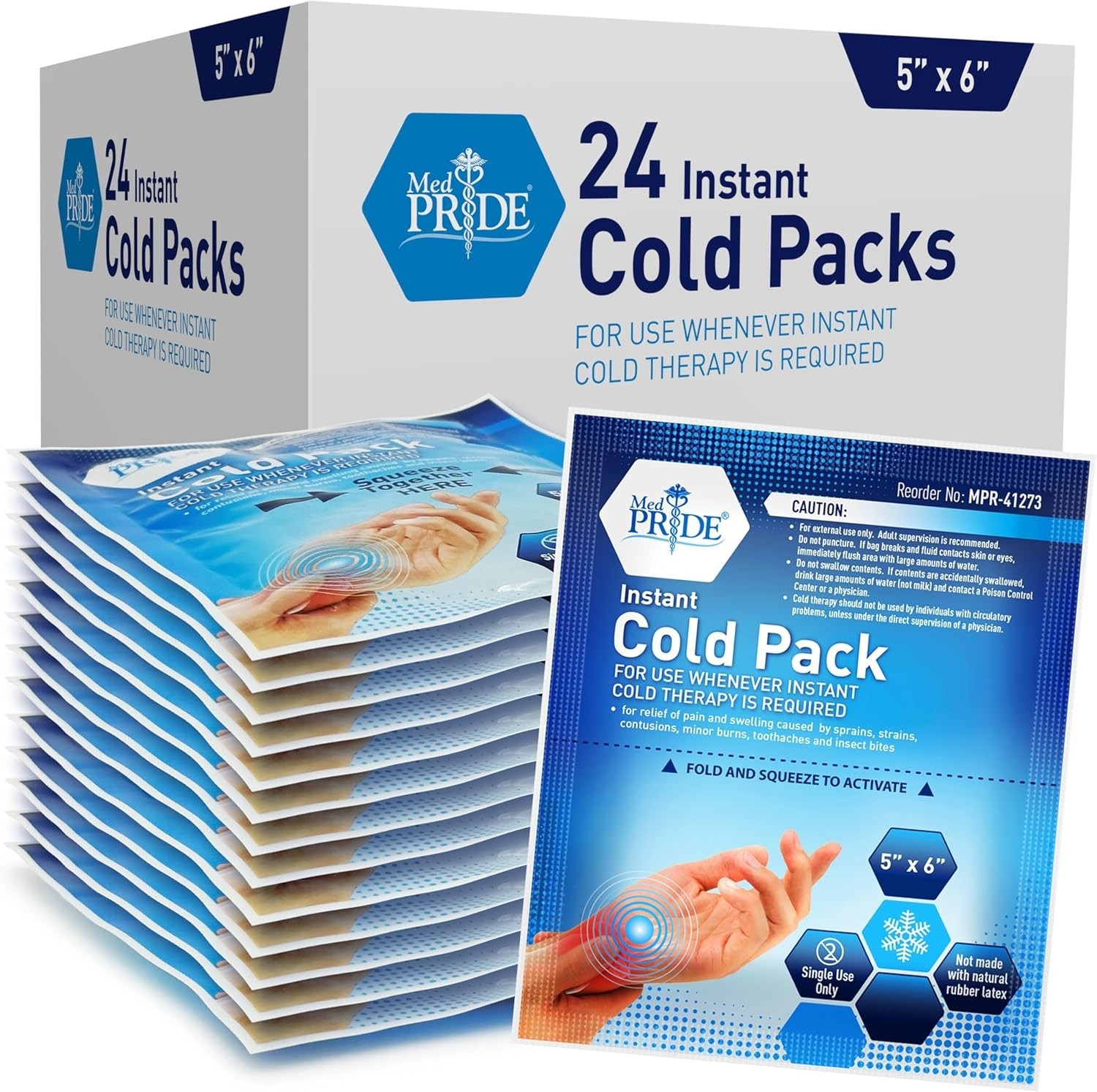 MED PRIDE 24ct Instant Cold Packs Disposable First Aid Pain Relief Ice Packs