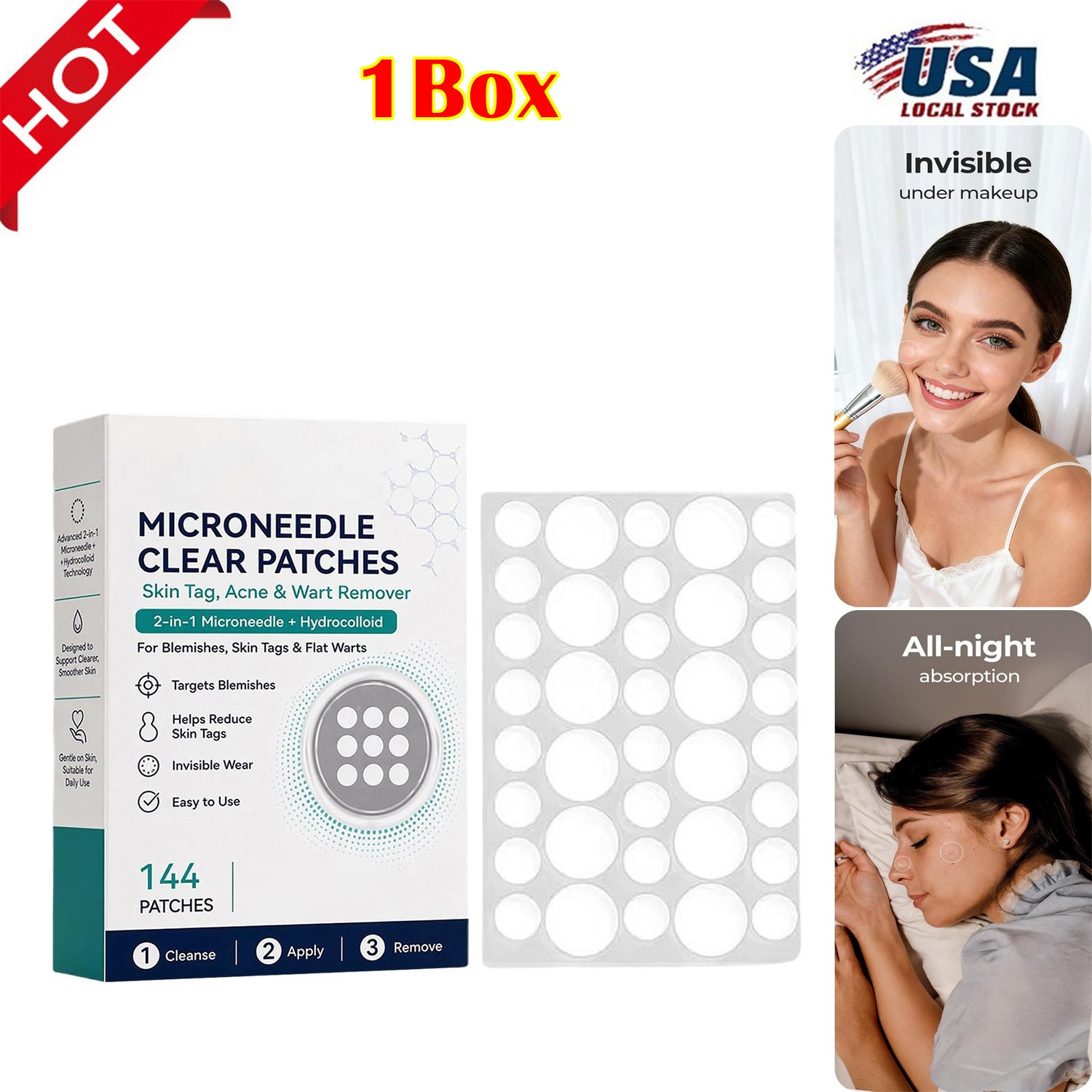 Microneedle Clear Patches, 2-in-1 Microneedle &Hydrocolloid Patch Blemish Care