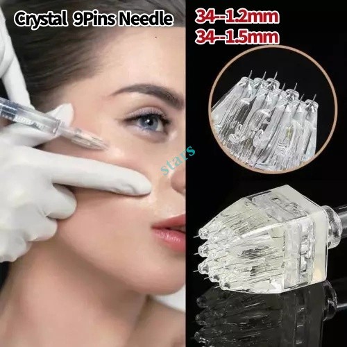 Crystal Multi Needle 9Pins Microneedle 34G-1.2/1.5mm For Beauty Facial Skin Care