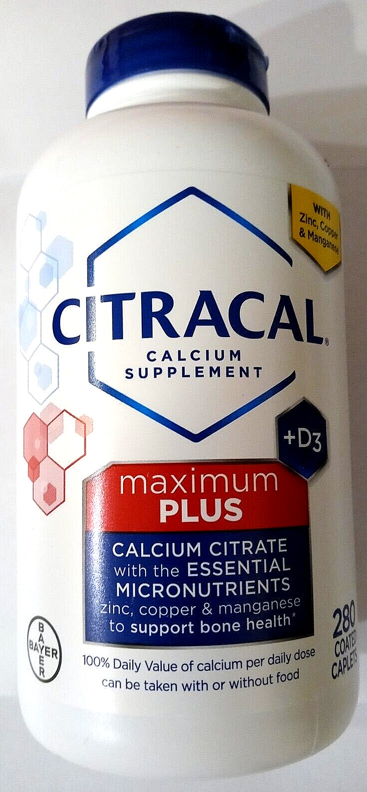 Citracal Maximum Plus 650mg Calcium Citrate +Vitamin D3 280 Caplets EXP 03/2026