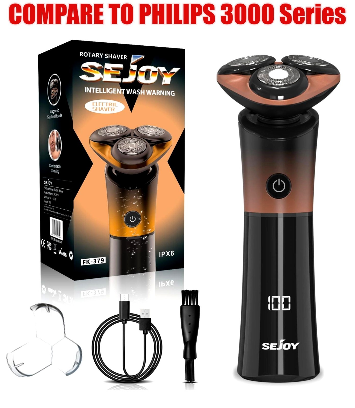 compare to Philips Norelco Series 3000 Rechargeable Wet/Dry Electric Shaver