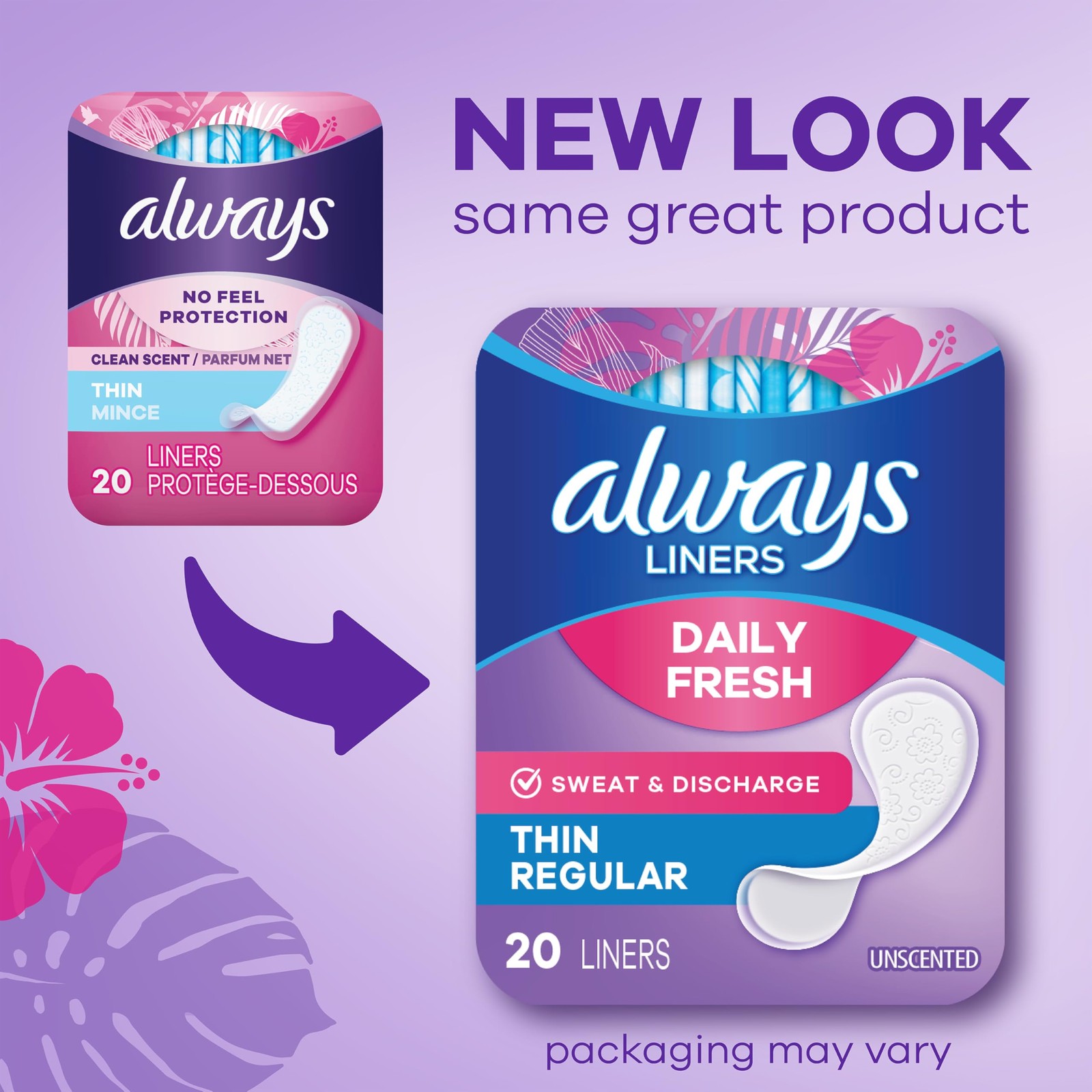Always Daily Fresh Thin Liners, Regular Absorbency, Unscented Panty