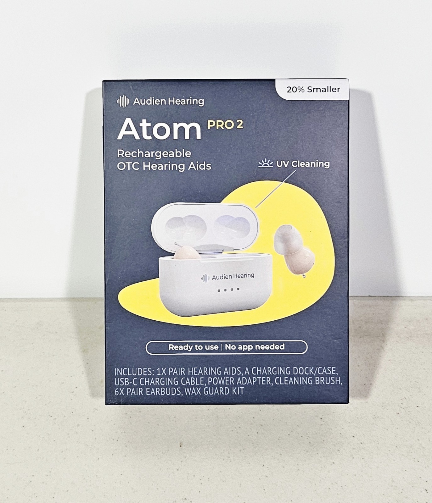 Audien Hearing ATOM PRO 2 Wireless Rechargeable OTC Hearing Aids (NEW SEALED)