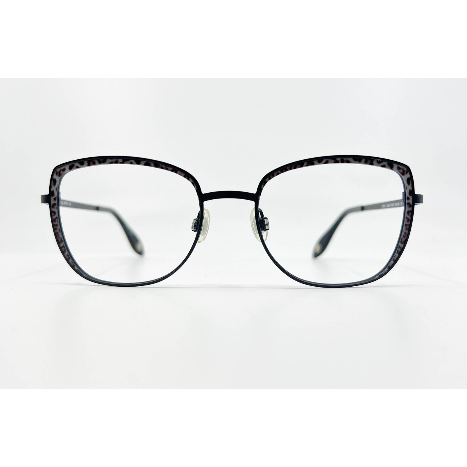 FYSH Eyeglasses Women Black Used Animal Print Square Frames 50-18-135 3643