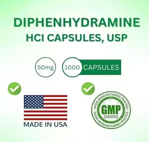DIPHENHYDRAMINE 50MG 1000ct capsules, SDA LABS, Allergy Relief Exp-02/2029
