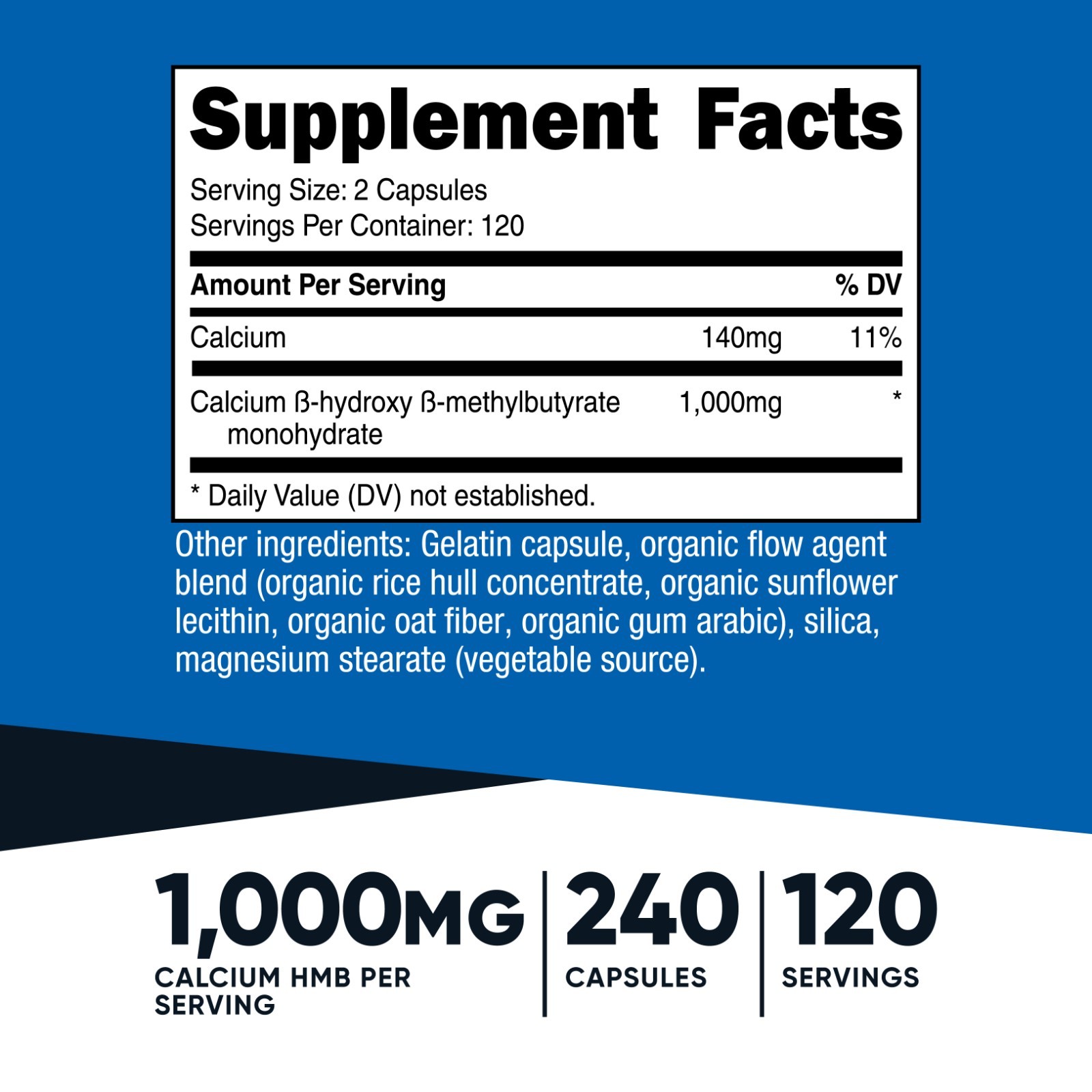 Nutricost HMB (Beta-Hydroxy Beta-Methylbutyric) 1000mg, 120 Servings, 240 Caps