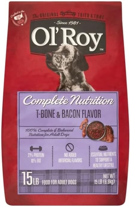 Ol’s~Roys Complete Nutrition T-Bone & Bacon Flavor Dry Dog Food,15 lbs