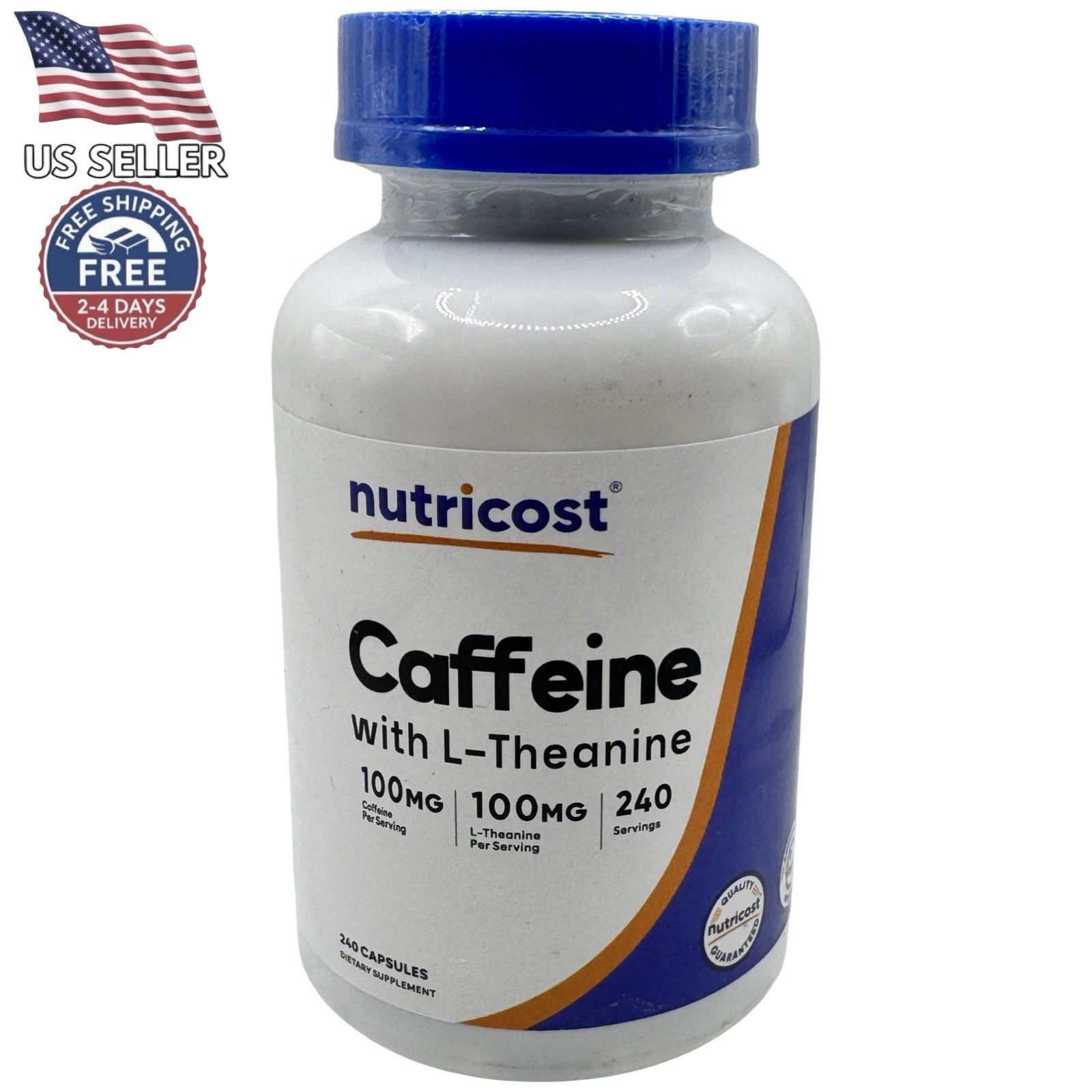 Nutricost Caffeine with L-Theanine, 100mg Each | 240 Capsules, 240 Servings