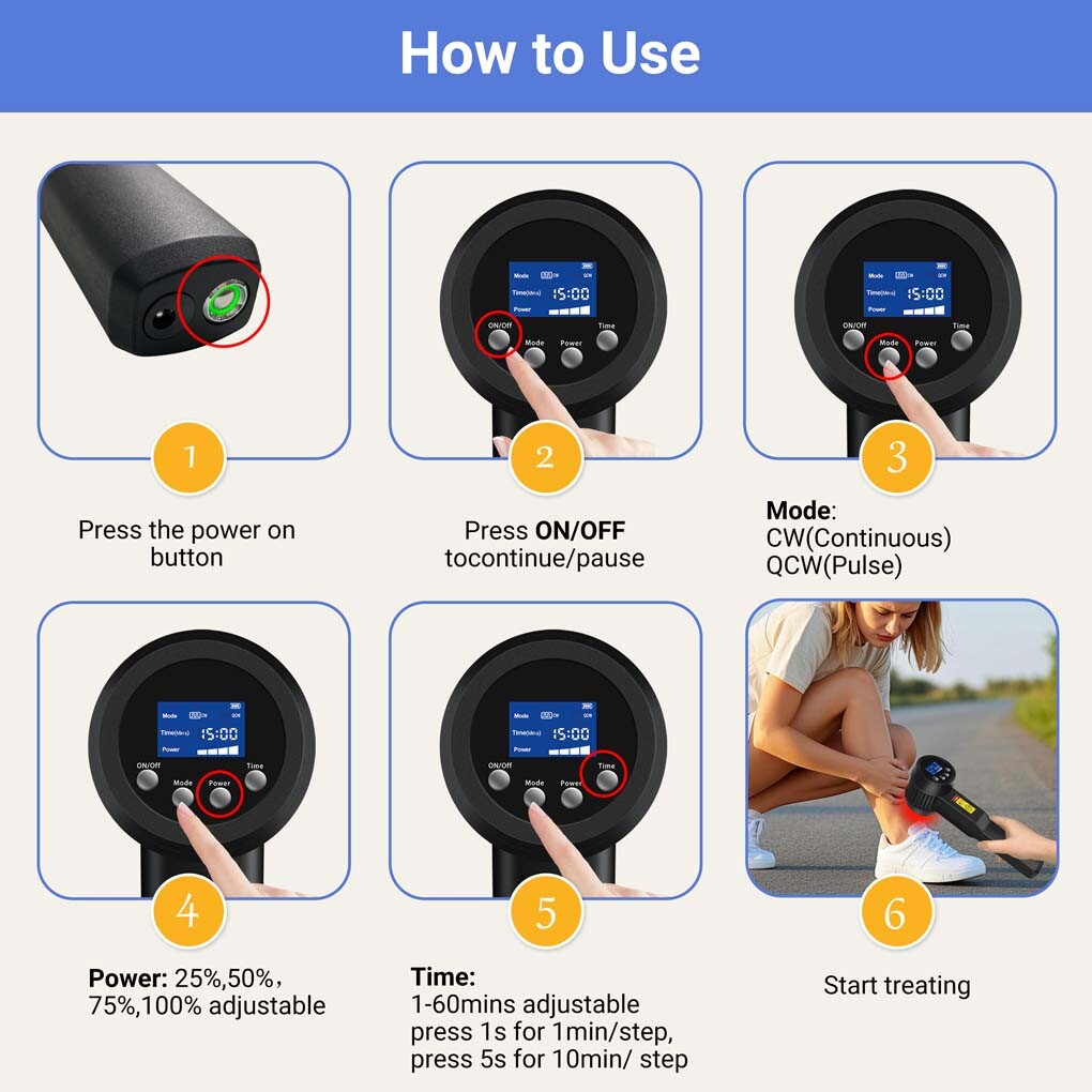 8W Portable 25-Diode Cold Laser Therapy 650nm/808nm LLLT Device for Deep Tissue