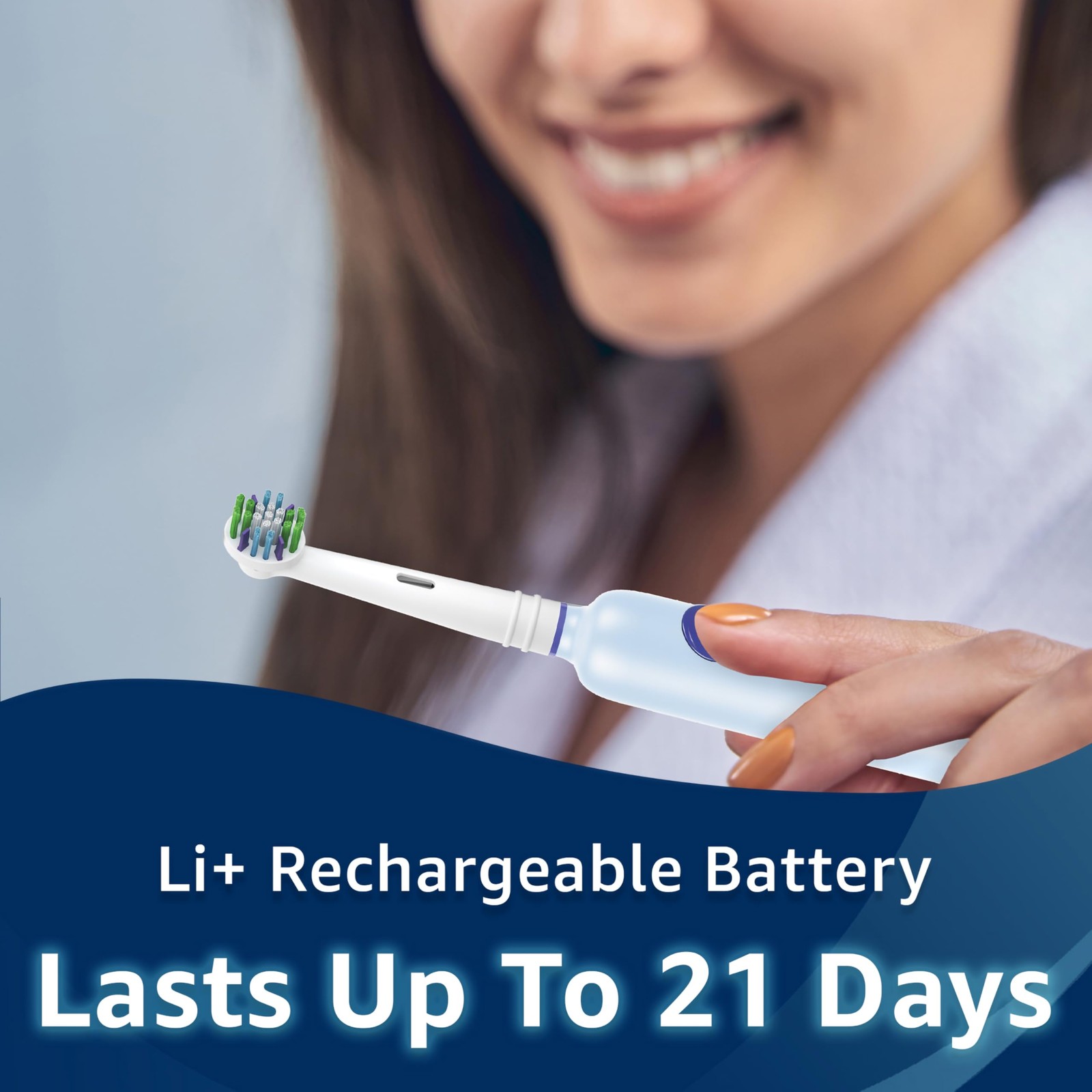 Amazon Basics Power Rechargeable Electric Toothbrush with 1 Count (Pack of 1)