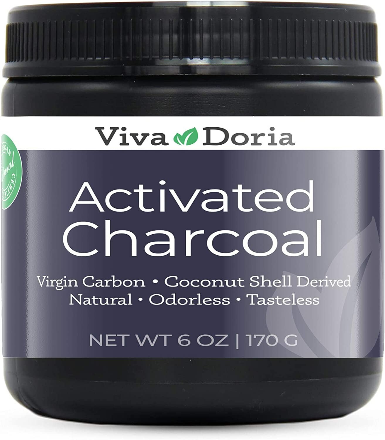 Viva Doria Activated Charcoal Powder, Food Grade, Coconut Shell Derived, 6 oz