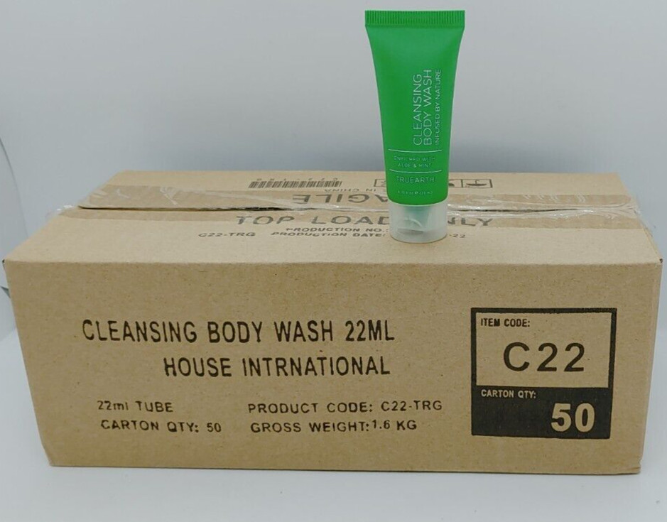 Pack of 50 TRUEARTH Cleansing Body Wash 0.75oz Ea. Hotel Travel Size Bottles