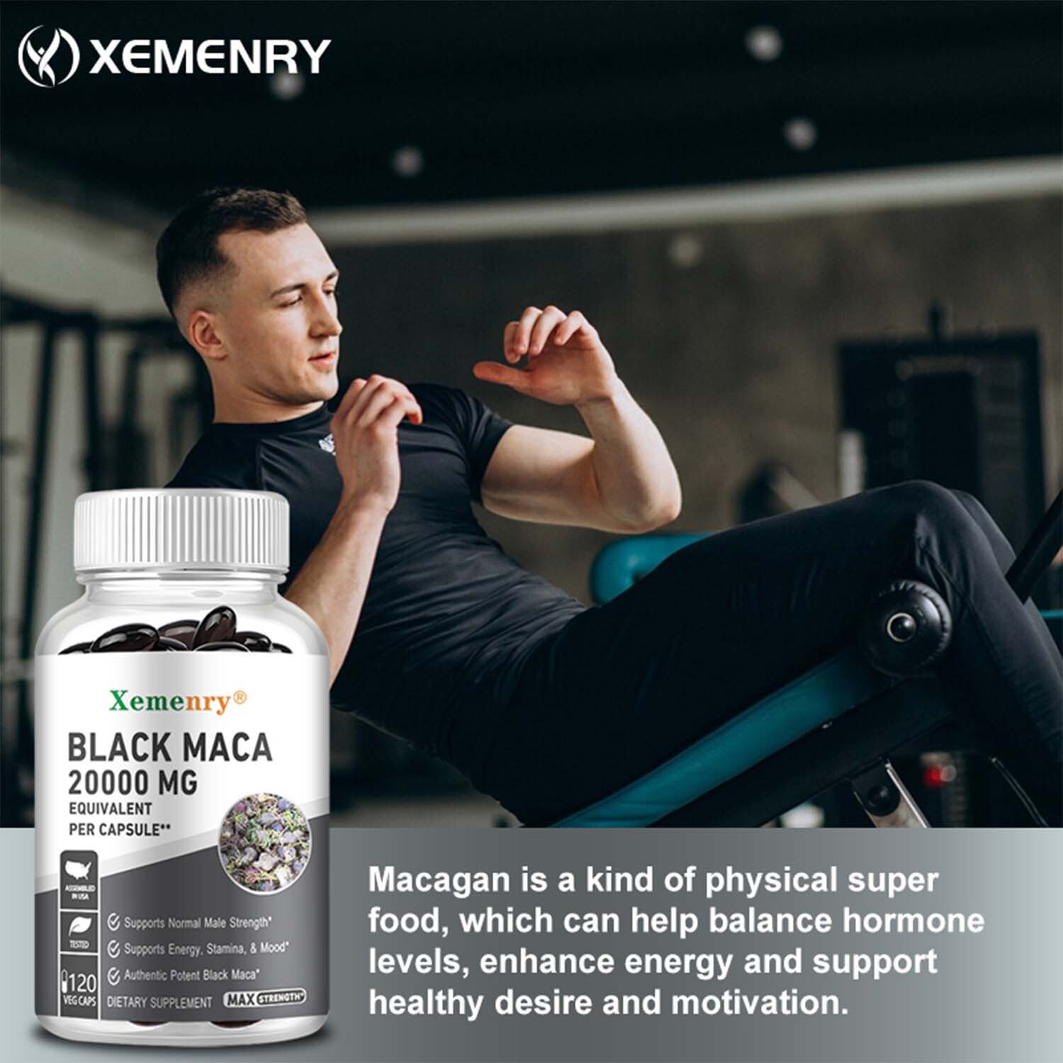 Black Maca 20000mg -Testosterone Booster, Muscle Health, Energy & Endurance