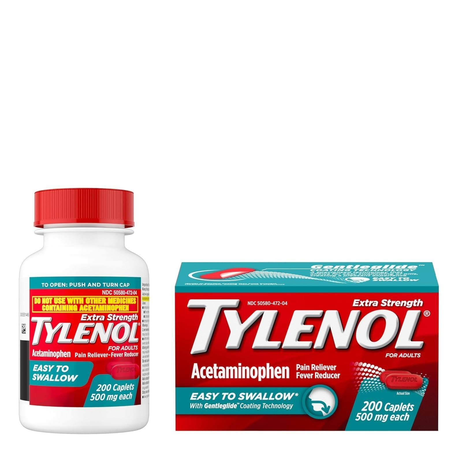 Tylenol Extra Strength Acetaminophen 500mg Pain Reliever 200 Caplets