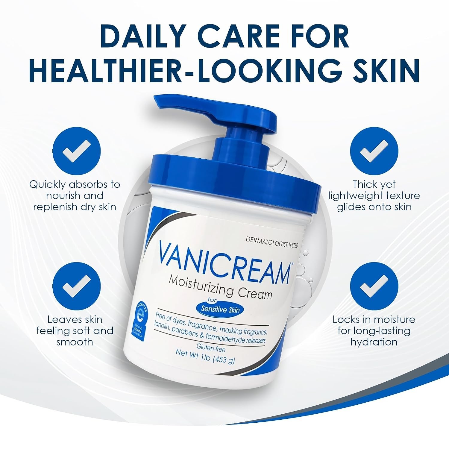 Vanicream 16 Oz Moisturizing Cream with Pump – Fragrance-Free for Sensitive Skin