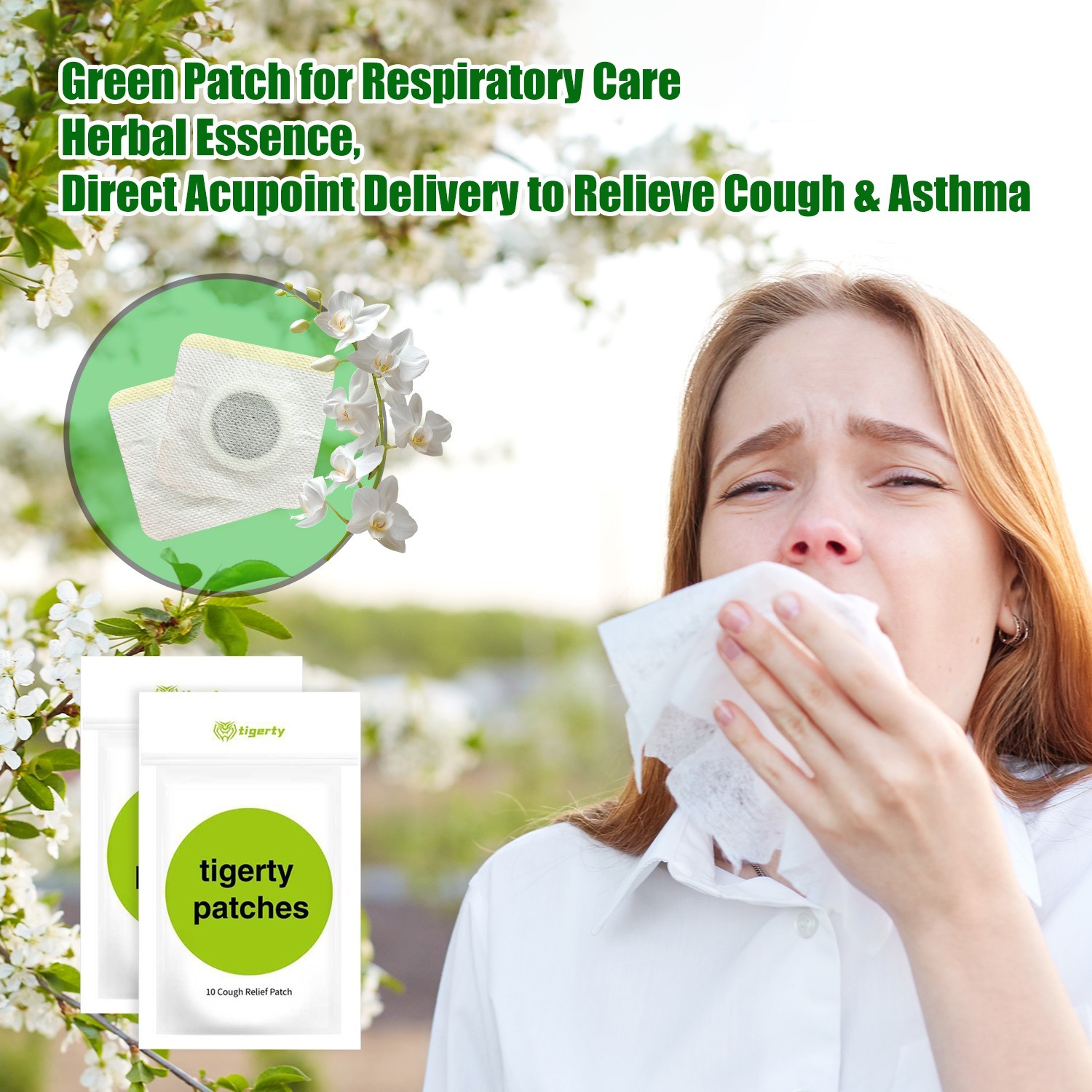 Natural Cough Relief Patch, Herb Stick for Chest & Throat, Soothing Breathe Pads