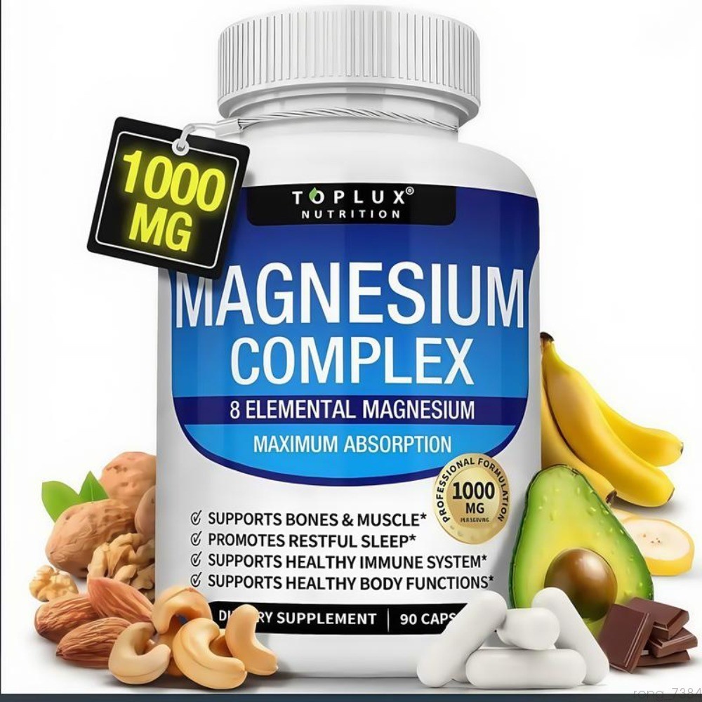 Toplux Nutrition Magnesium 1000mg 8 Types Bones Immune Sleep 90 Caps