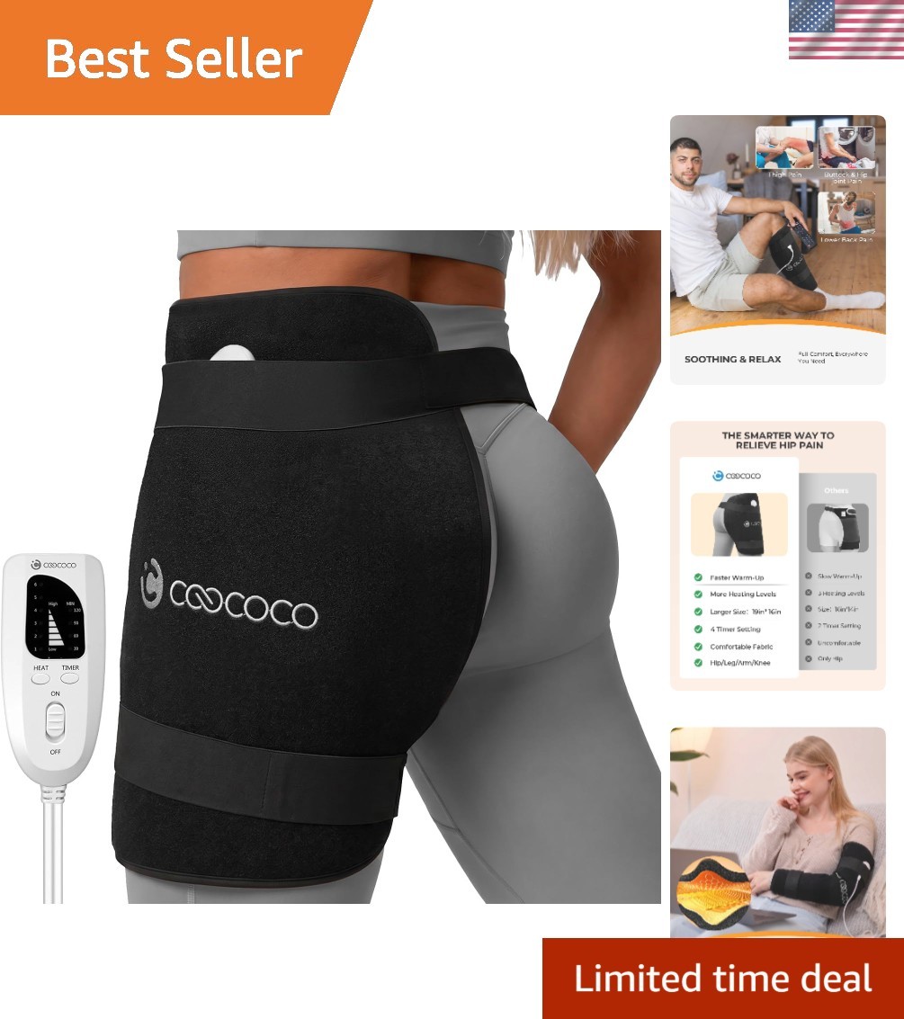 Electric Adjustable Hip Brace for Soothing Warmth & Pain Relief – Auto-Off Timer