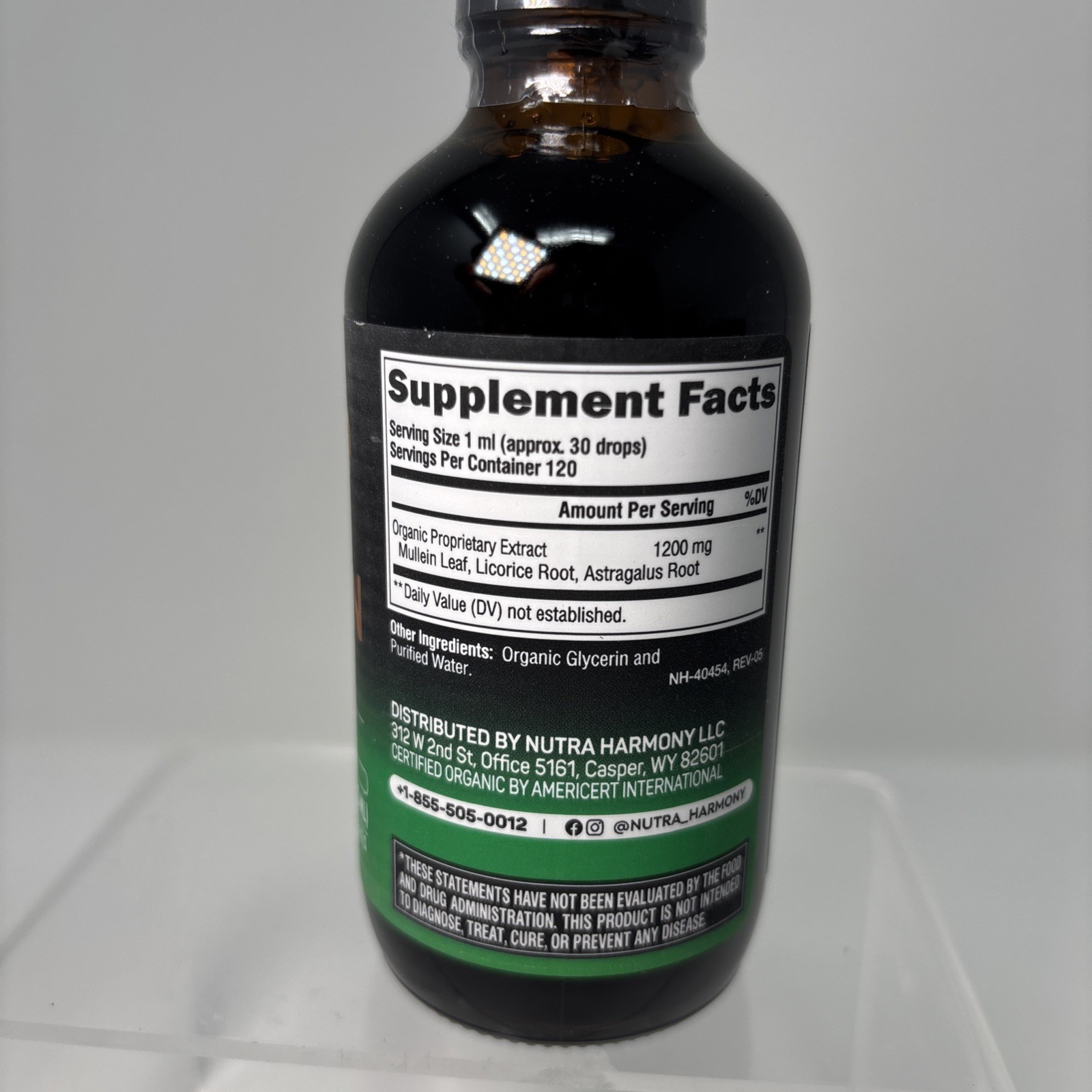 Nutra Harmoney Mullein Extract – USDA Organic Liquid – Alcohol Free 4fl.oz 03/28