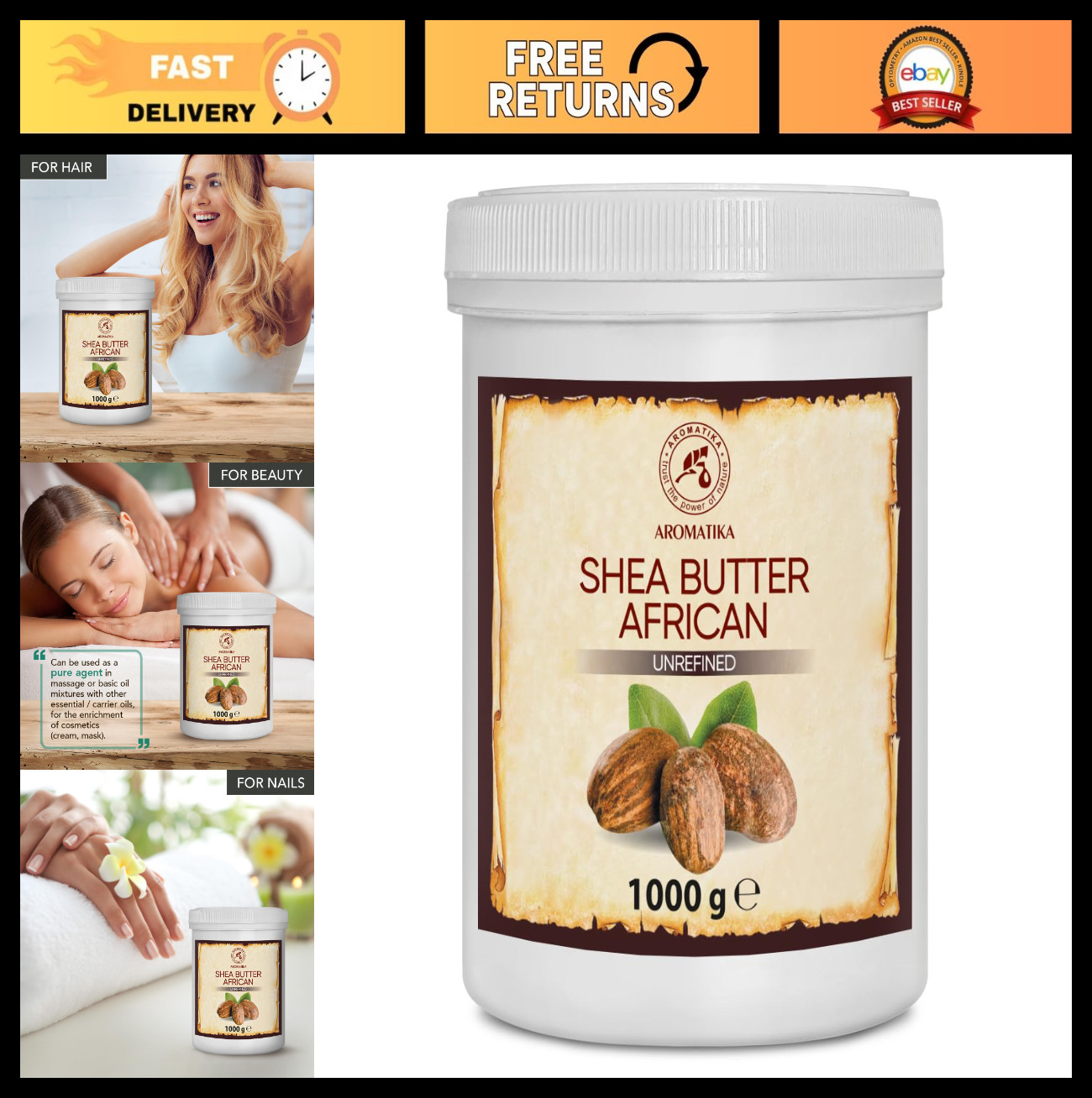100% Pure Unrefined Shea Butter 35 Oz – Cold Pressed Natural Body & Hair Care