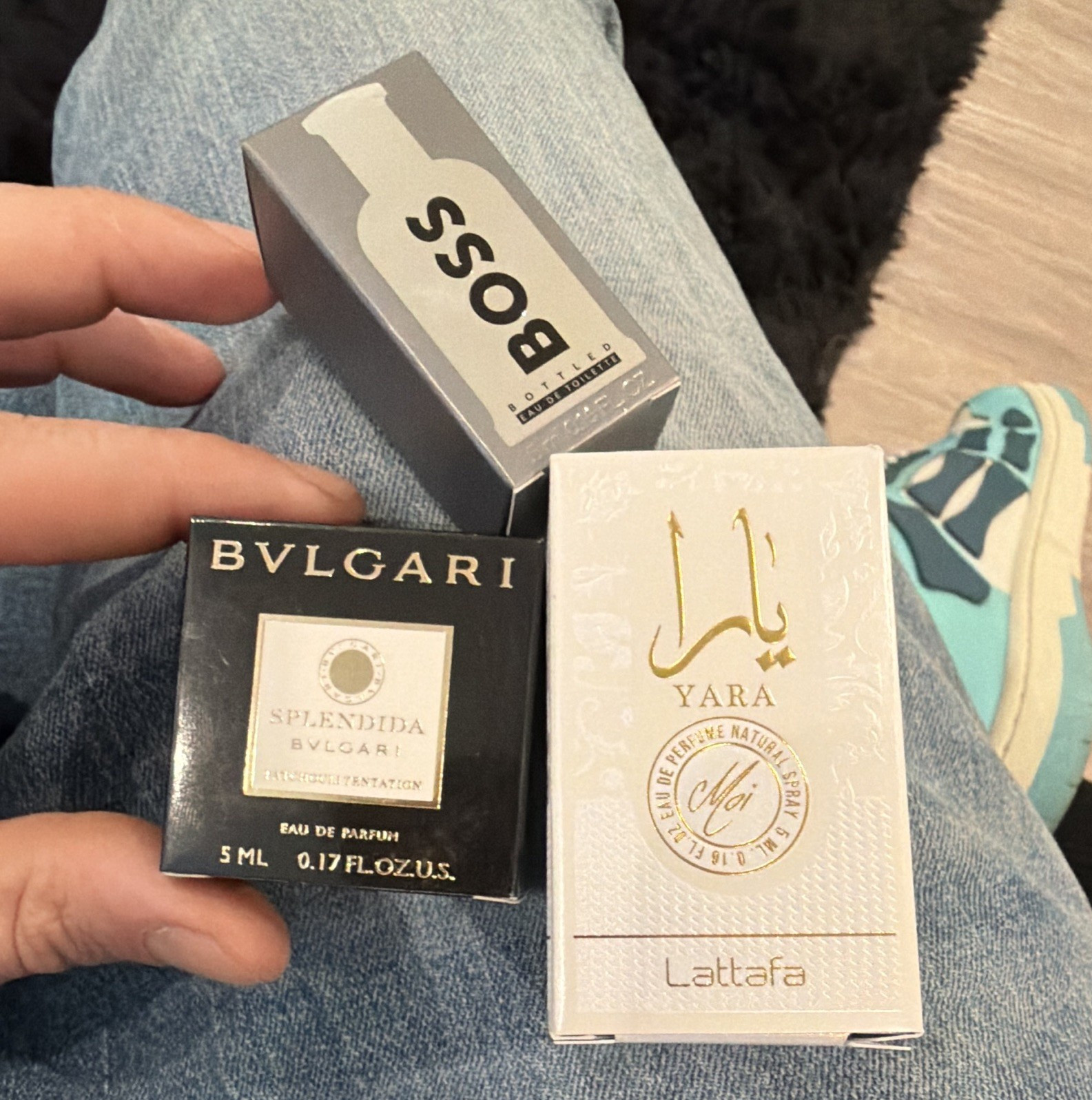 BVLGARI Splendida Patchouli Tentation, BOSS Bottled, Lattafa Yara Moi Lot