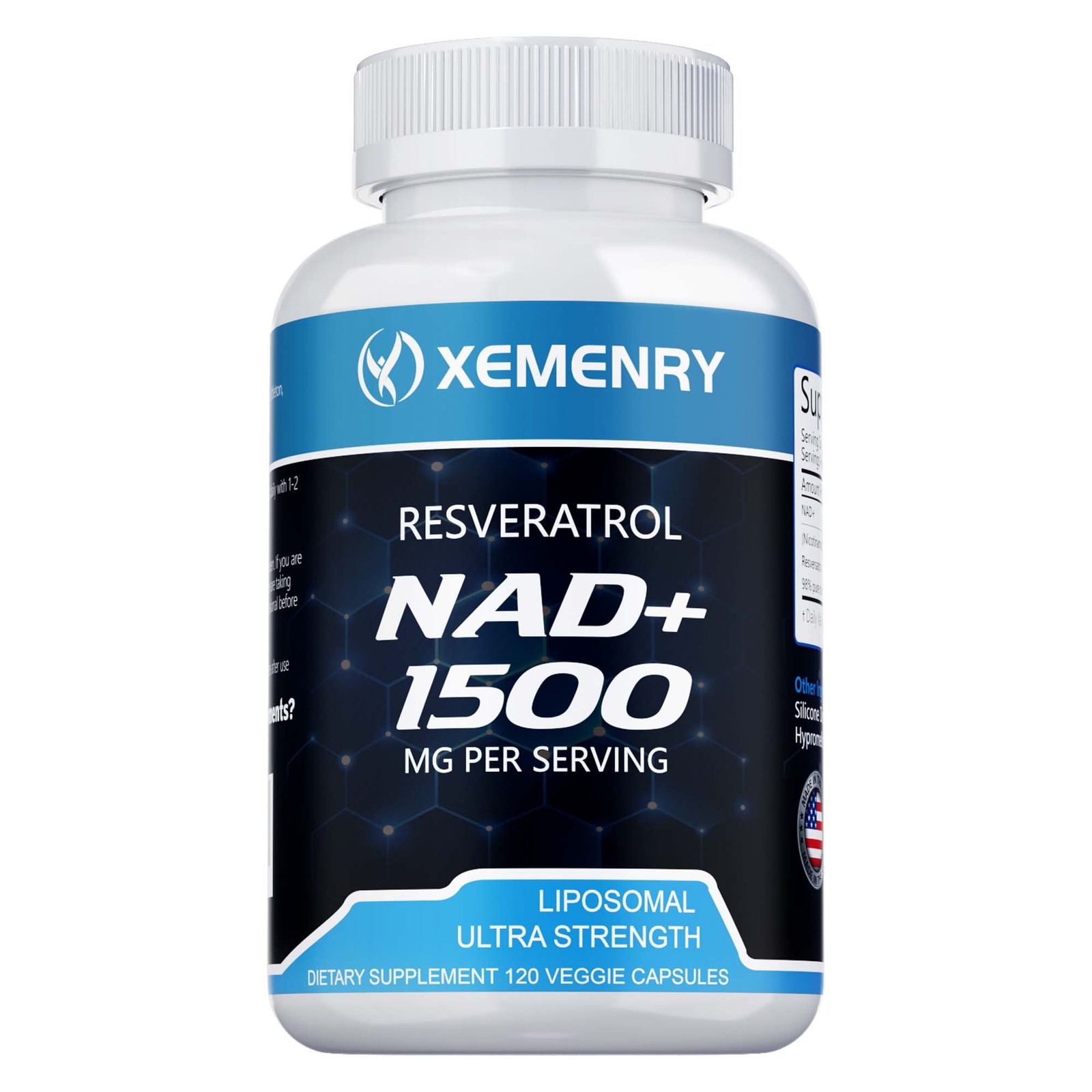 NAD+ 1500mg – Resveratrol,DNA Repair,Energy Production,Metabolism,Focus Booster