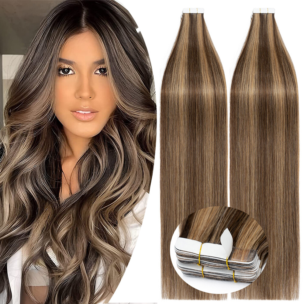 Russian Tape in Human Hair Extensions Invisible Skin Weft Thick 100% Remy Hair