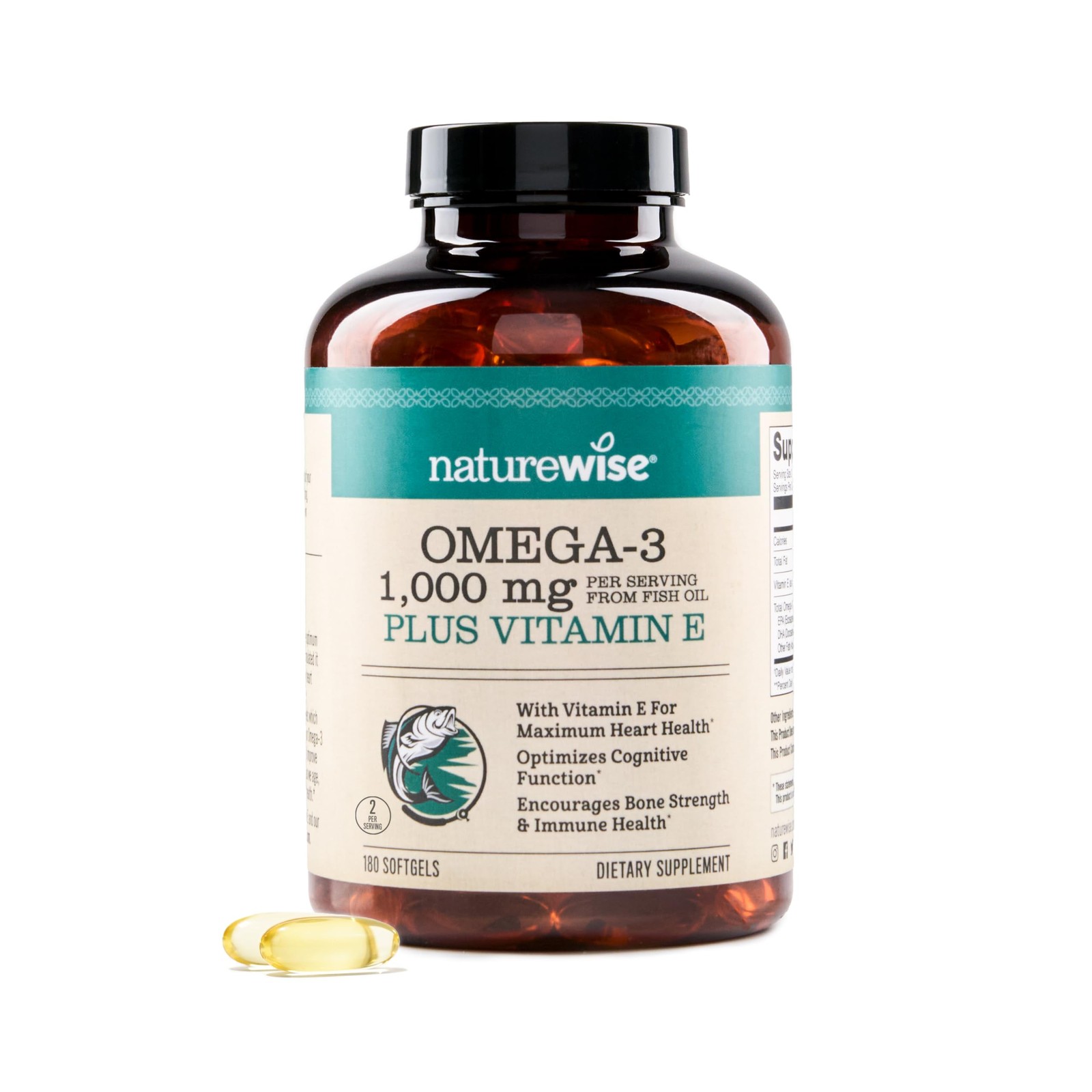 NatureWise Extra-Strength Omega 3 Fish Oil Supplement – 180 Count (Pack of 1)