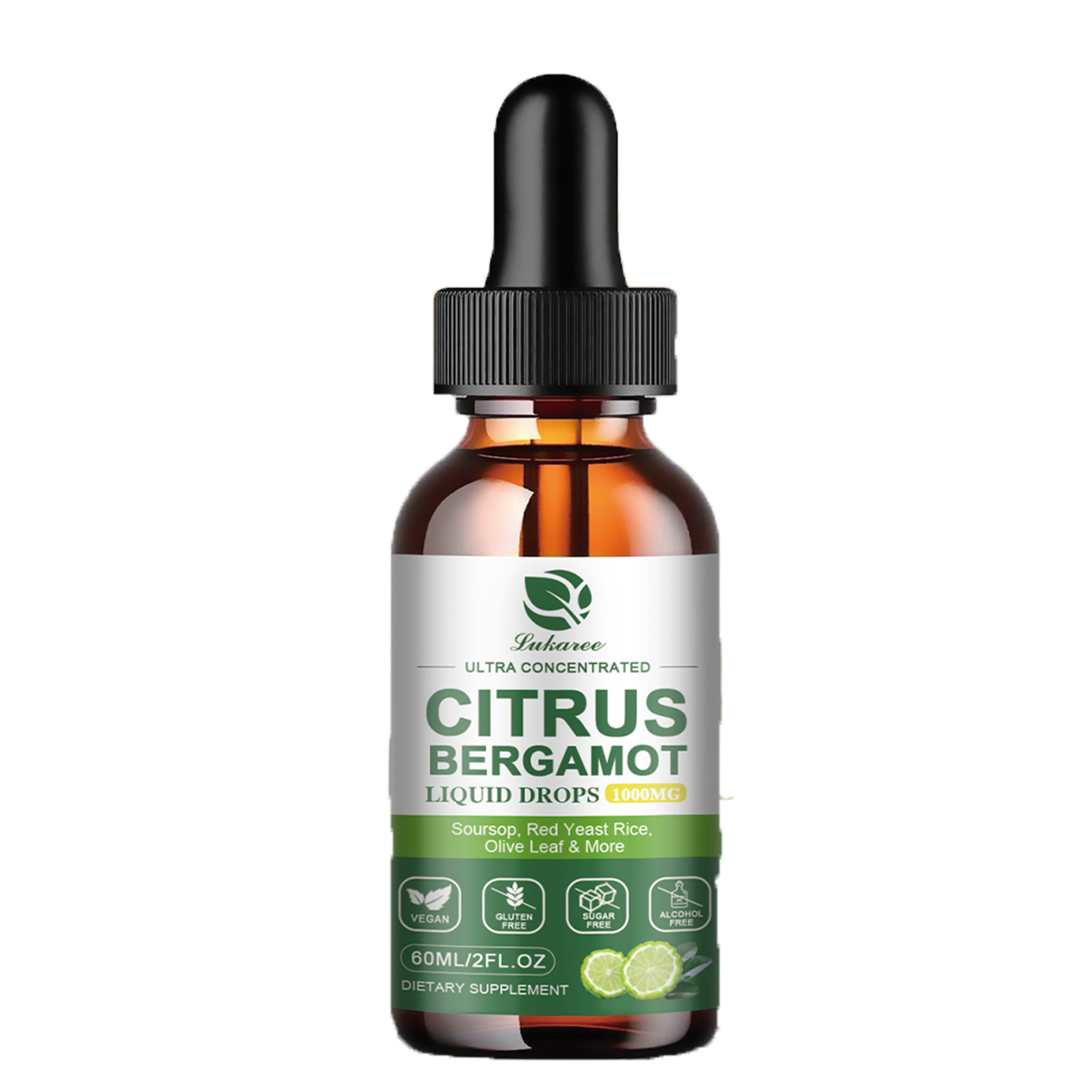 Organic Citrus Bergamot Bergamia Extract 1000 mg Liquid Drops 60ml×2 w/ Soursop