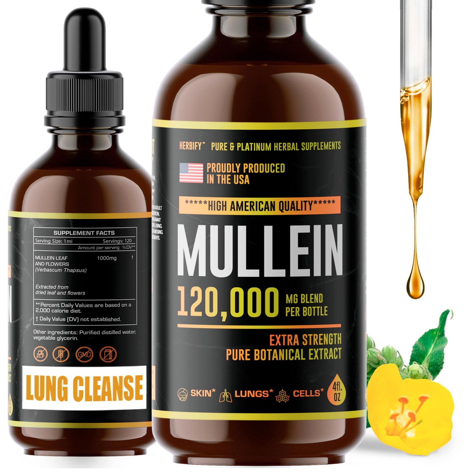 Mullein Drops – Lung Cleanse – Immune & Respiratory Support – 4 Oz
