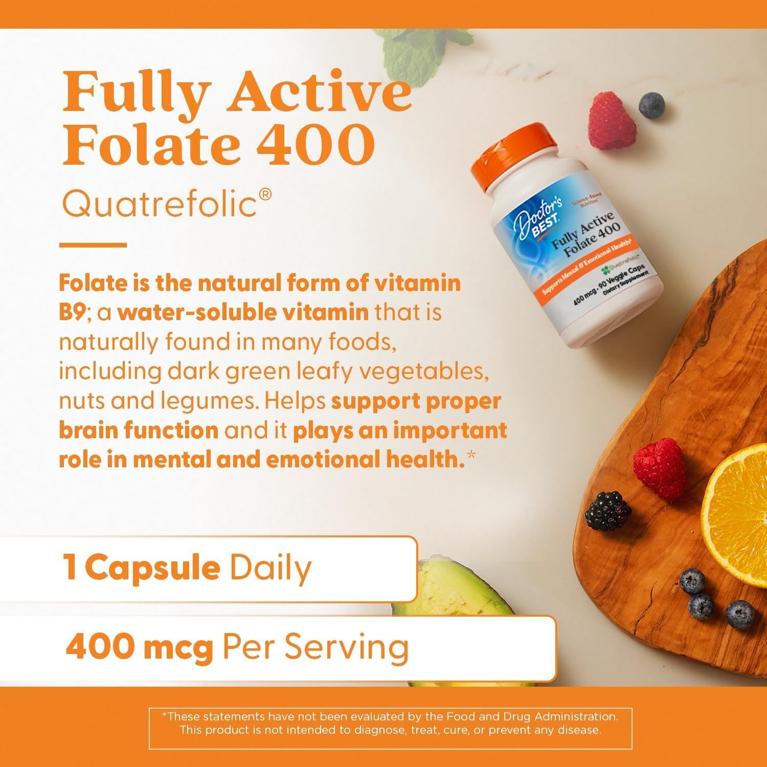 Fully Active Folate with Quatrefolic – 90 Capsules for Optimal Mental Well-Being