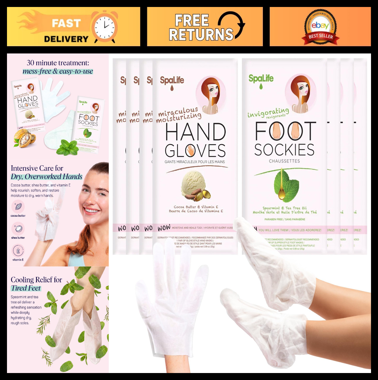 Moisturizing Hand Gloves & Foot Mask Socks Set | Korean Skincare for Dry Cracked