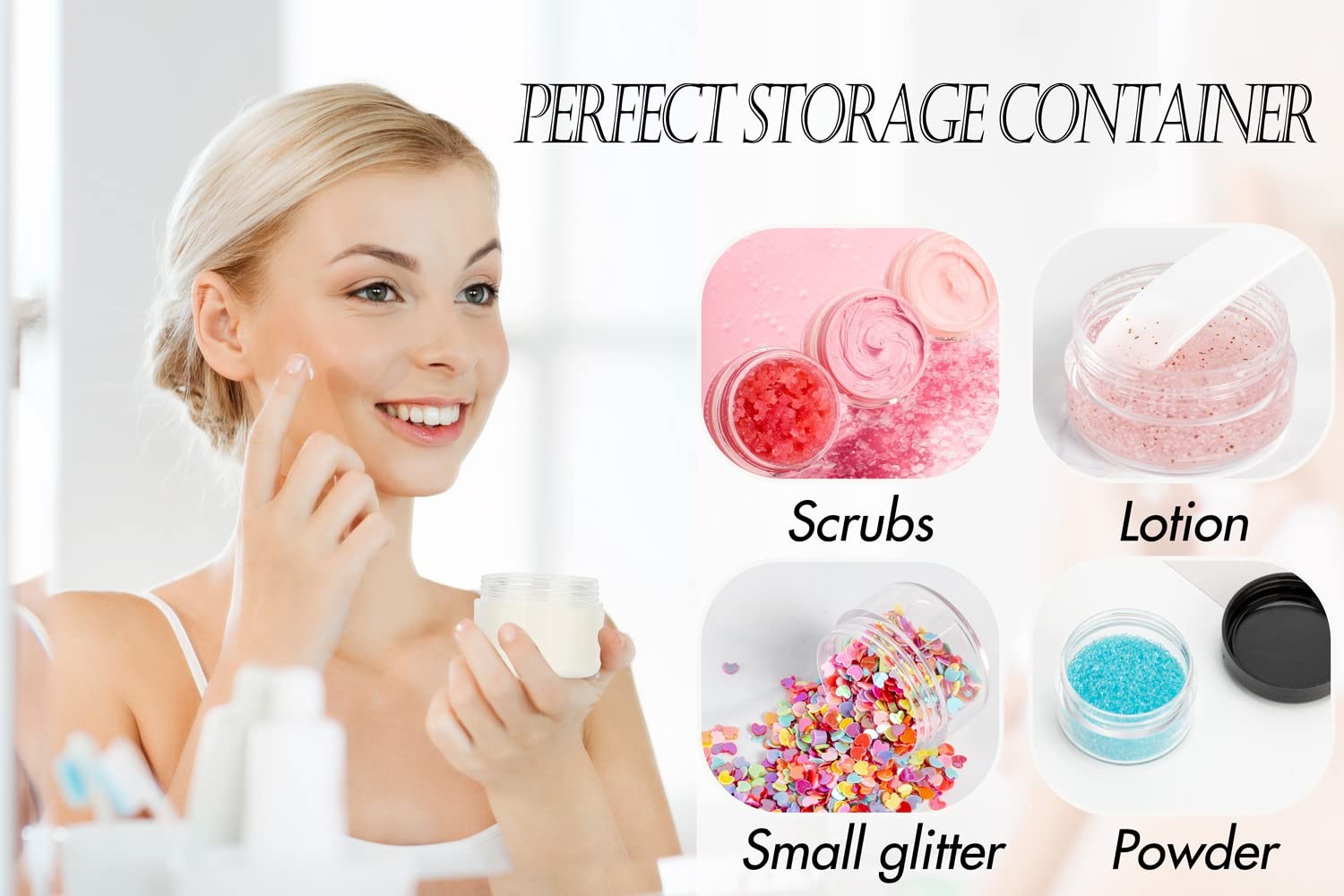 Polypropylene 5 Gram Cosmetic Containers 50pcs Sample Jars Tiny Makeup Black