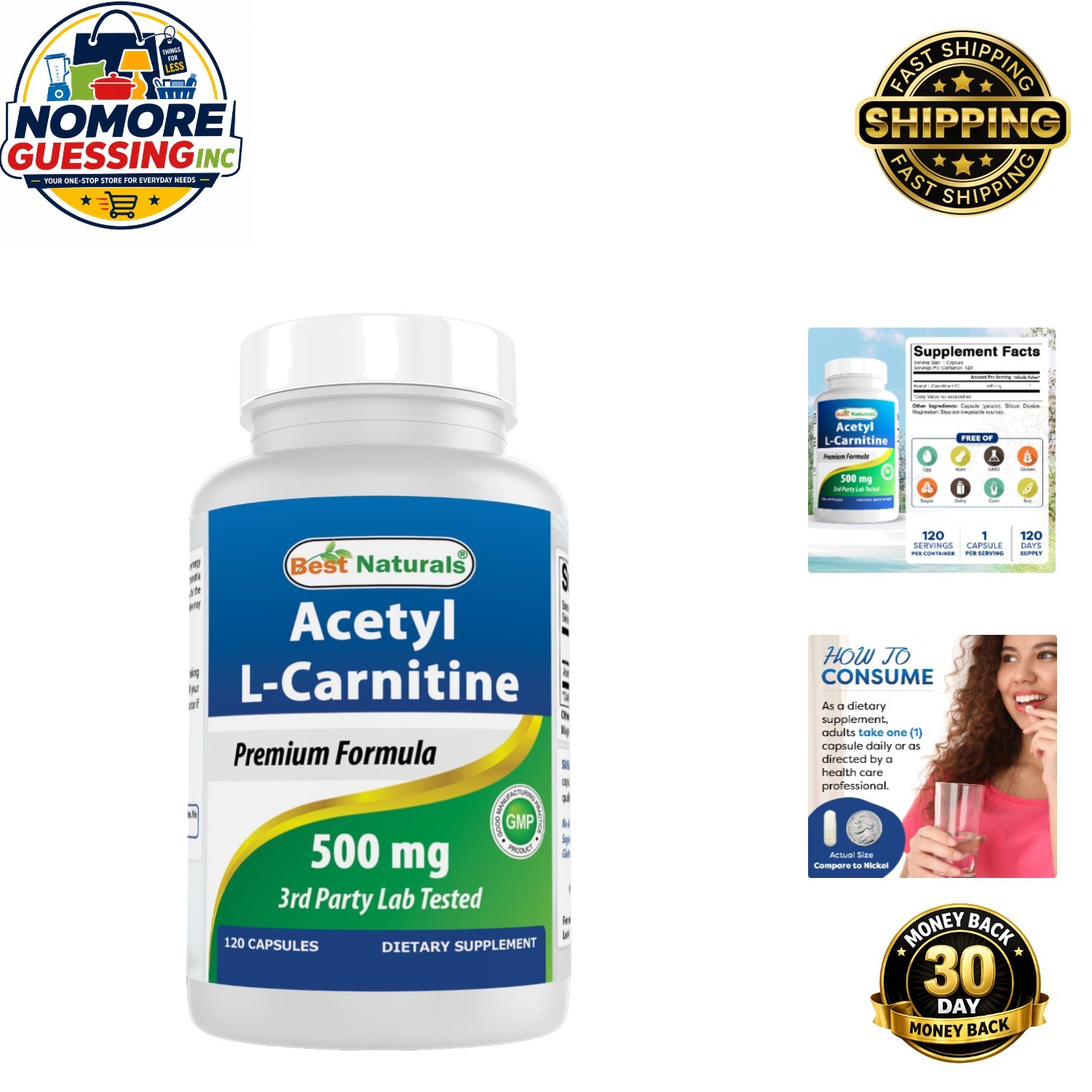 Acetyl L-Carnitine 500mg – 120 Capsules for Cognitive Support & Energy Boost
