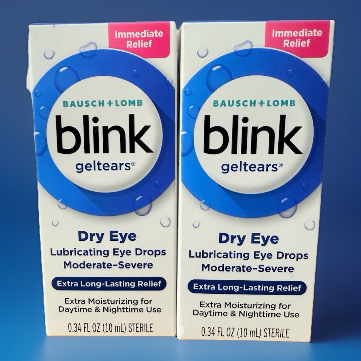 2X Blink Gel Tears Lubricating Eye Drops 0.34 fl oz Moderate-Severe
