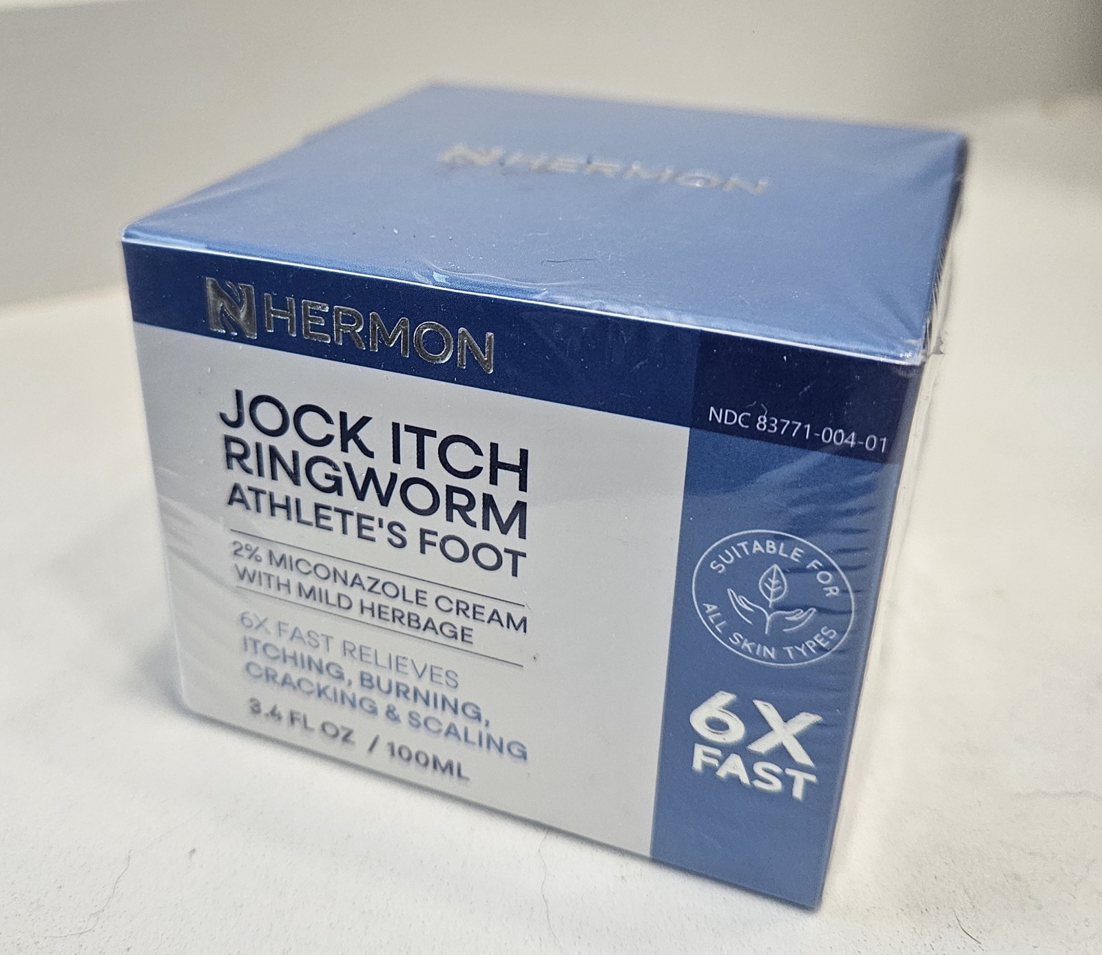 Hermon Jock Itch Ringworm Athletes Foot 6X Relief Itching Burning Cracking 3.4oz