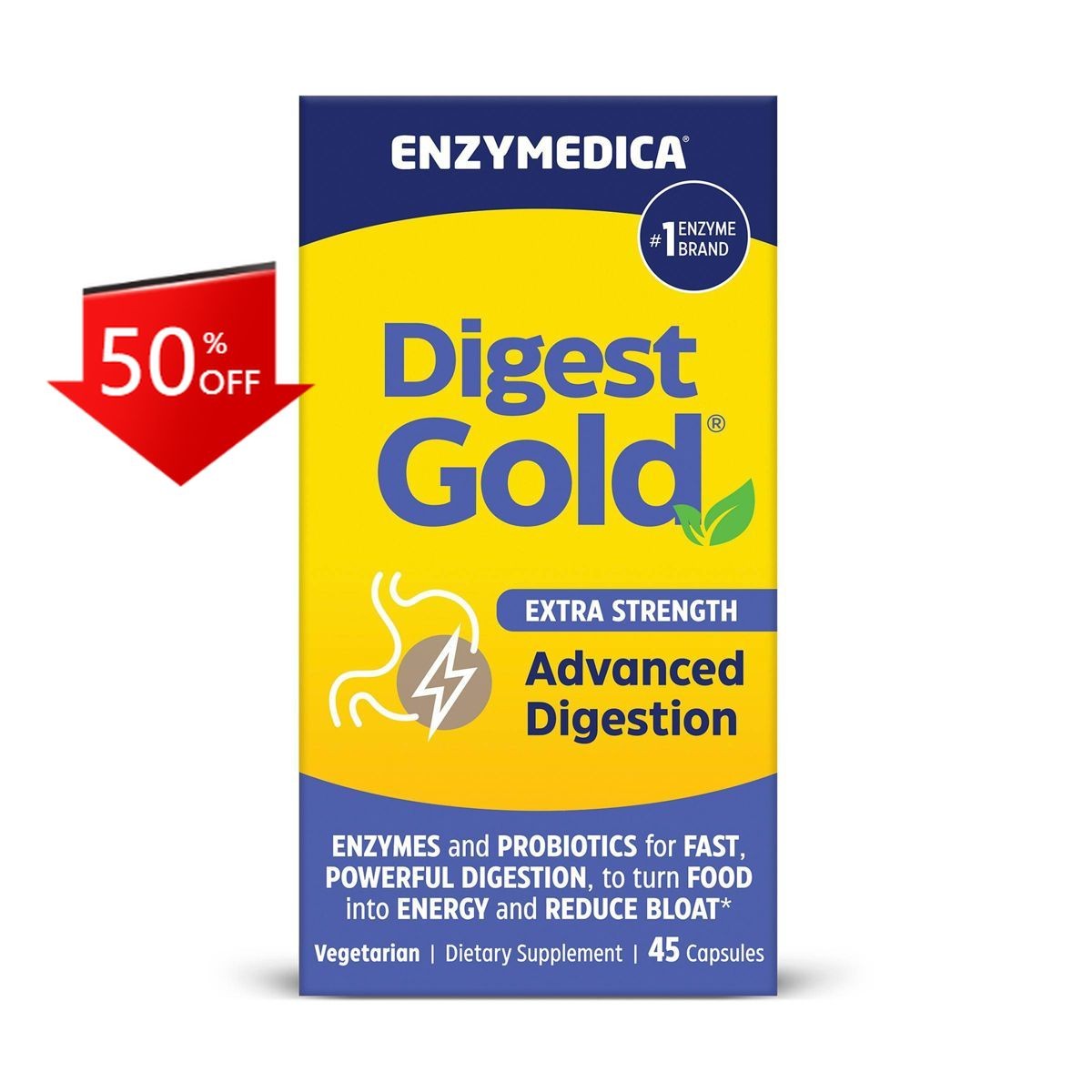 Enzymedica Digest Gold Enzymes and Probiotics Advanced Digestion Extra 45ct