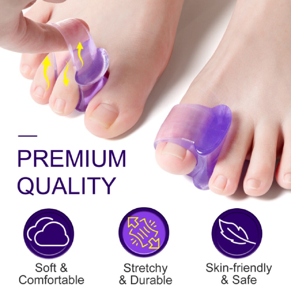 4 Pairs Gel Toe Separators Toe Spacers Reusable Foot Care Set