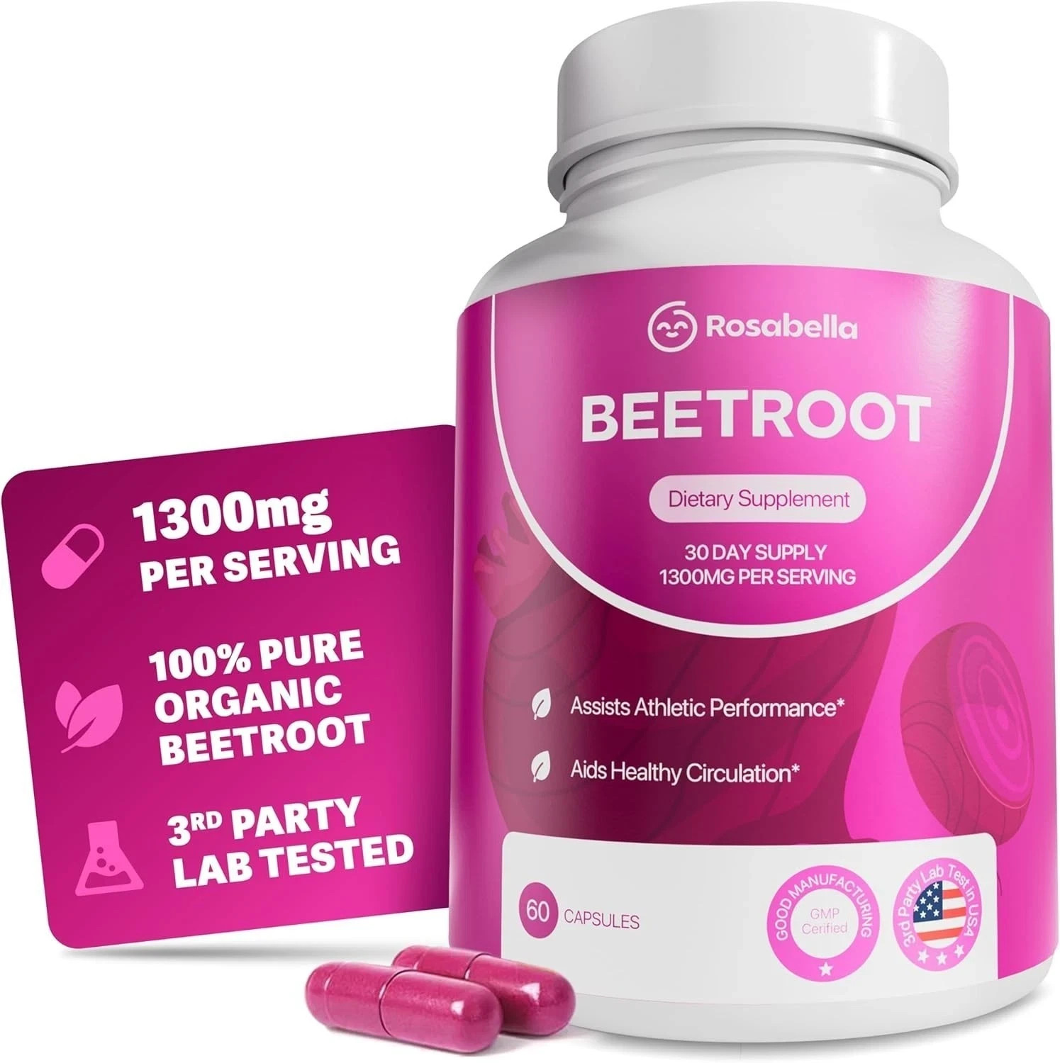 Rosabella Organic Beet Root | Natural Energy & Blood Pressure Support Tablets