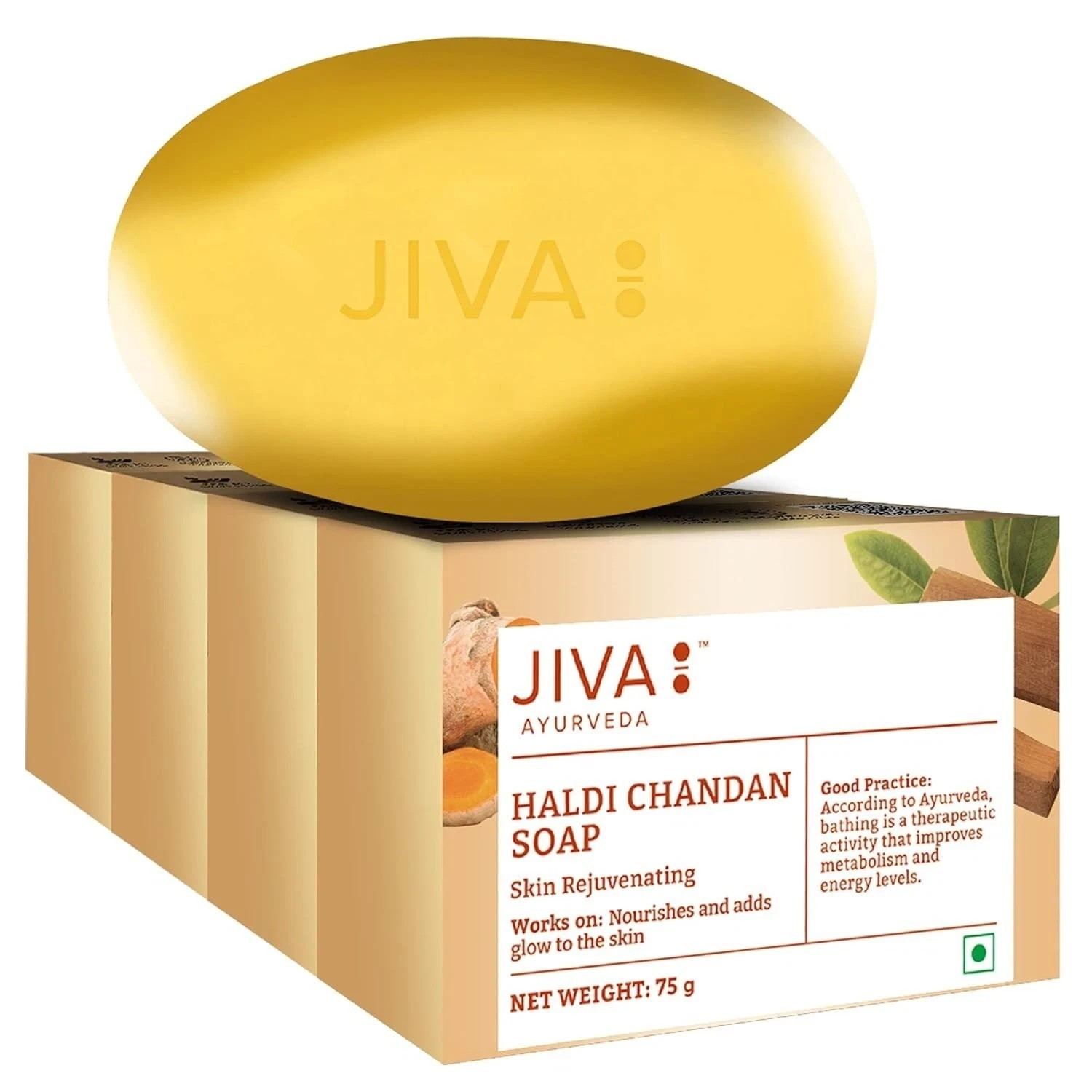 Haldi Chandan ( turmeric sandalwood ) Soap 75g | Skin Rejuvenating | (Pack of 4)