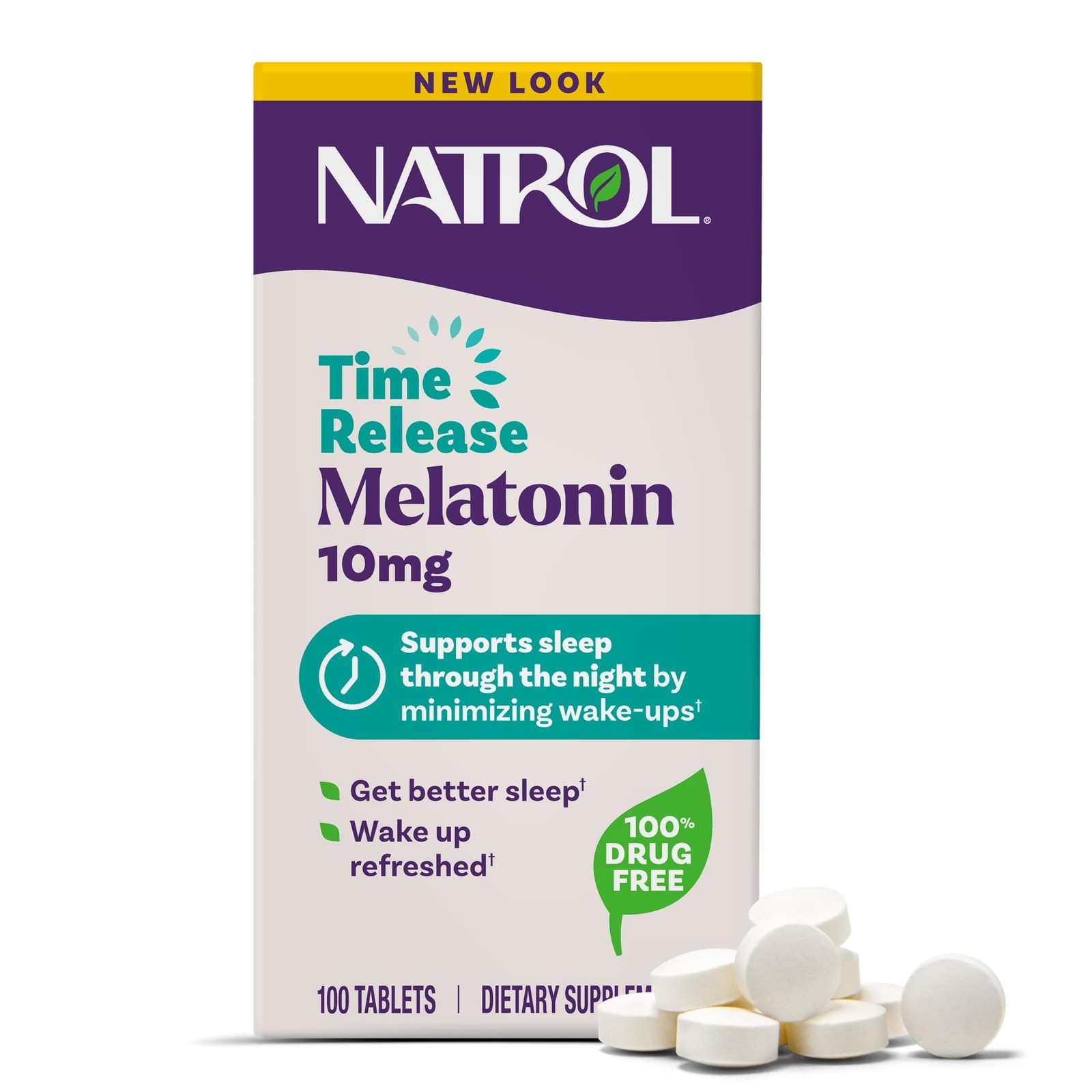 Natrol Melatonin 10mg Time Release Tablets, 100 Count (Pack of 1), No Color