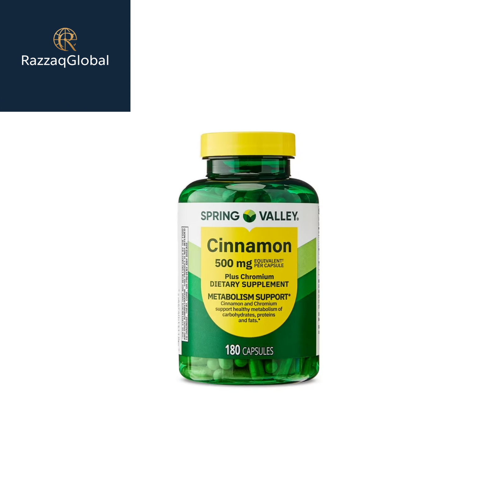 Spring Valley Cinnamon + Chromium 500 mg Metabolism Support, 180 Ct