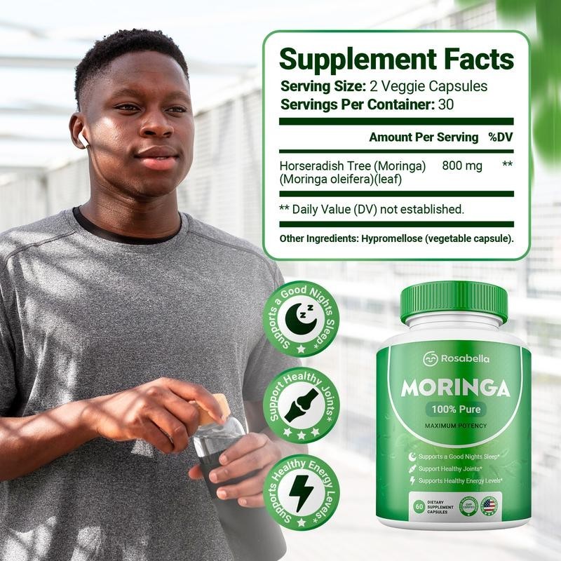 3 Pack Moringa Capsules 800mg Immune Support Gut Health Vitamin Supplement