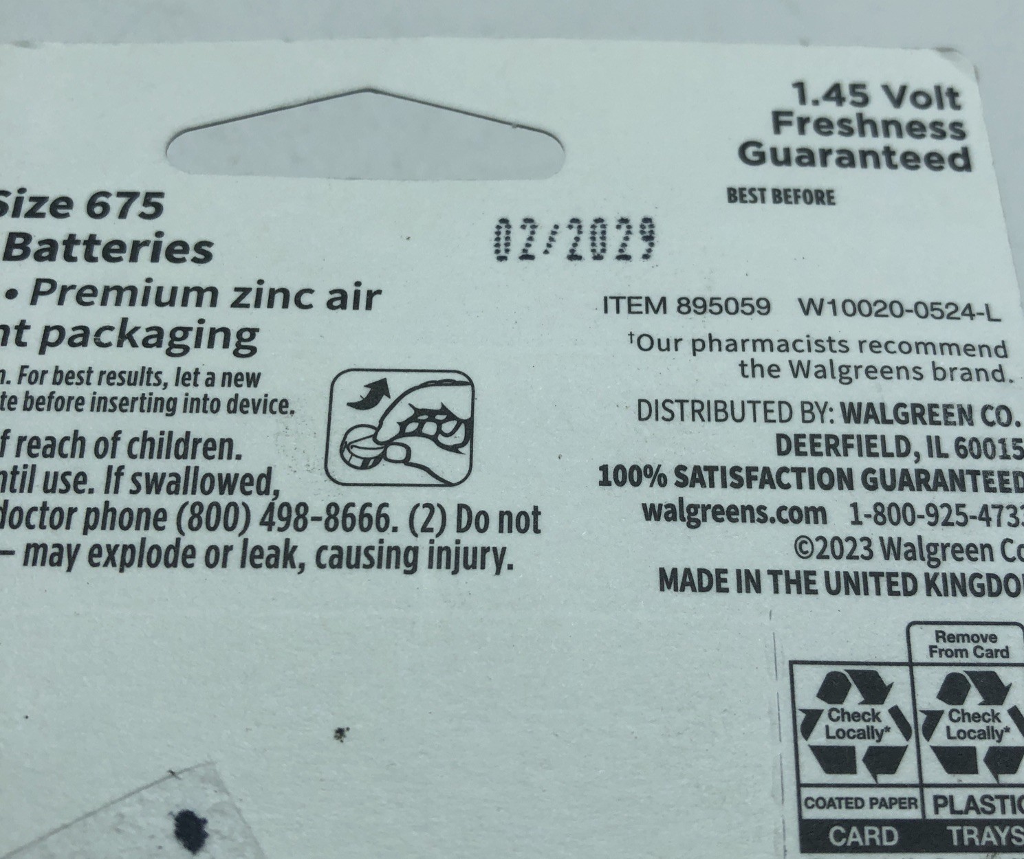 Walgreens Hearing Aid Size 675 Batteries – 24 PACK Batteries Best By 02/2029