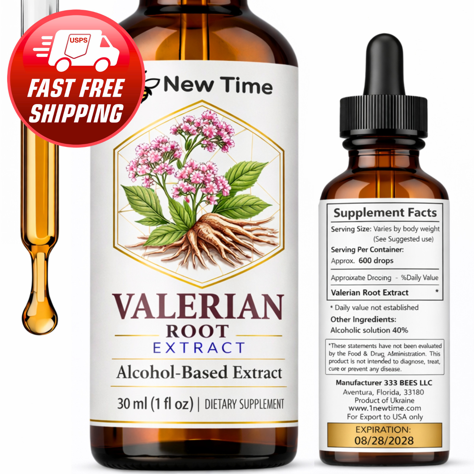 Valerian Root Liquid Extract Sleep Support Herbal Drops 30ml (1 fl oz)