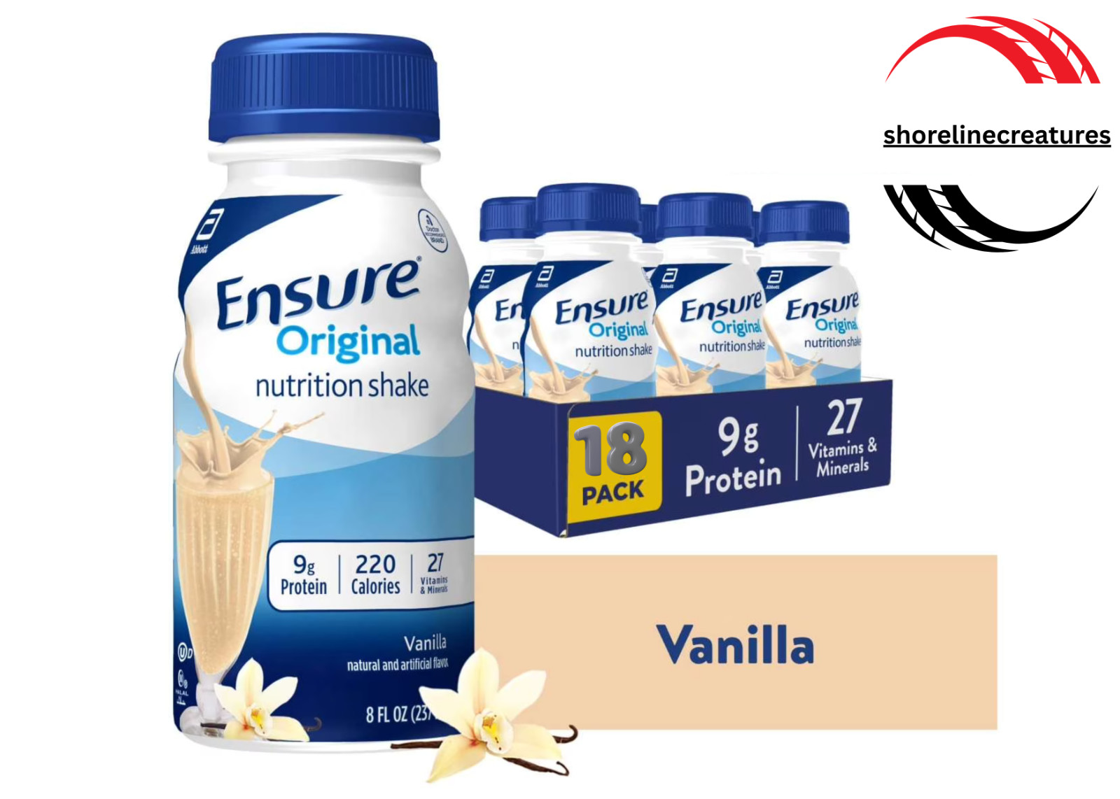 Ensure Original Nutrition Shake, 9g Protein, Vanilla, 8 fl oz – 18 Pack